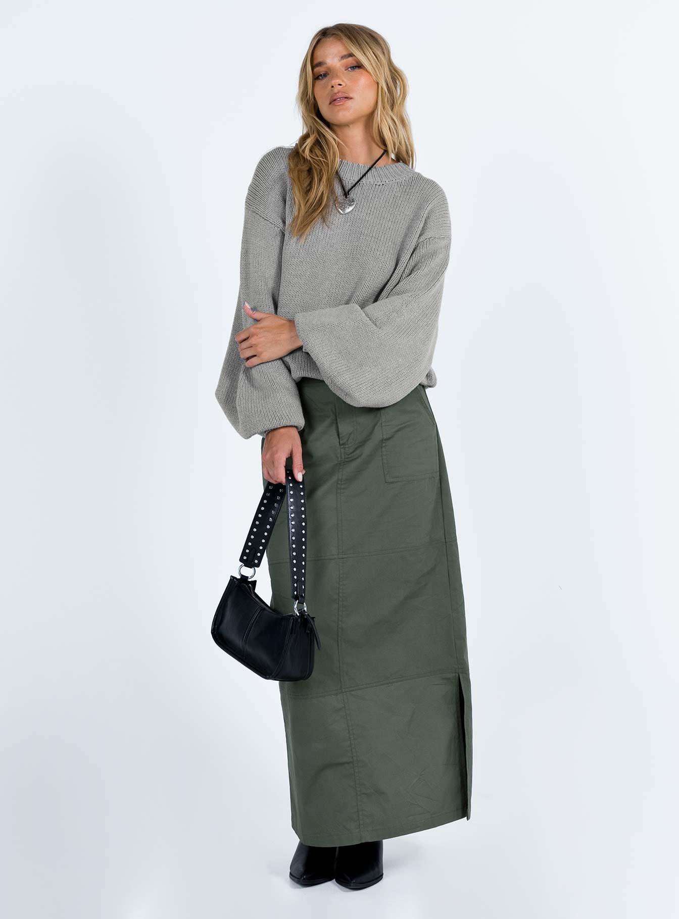 Harmony Balloon Sleeve Knit Sweater Grey Product Image