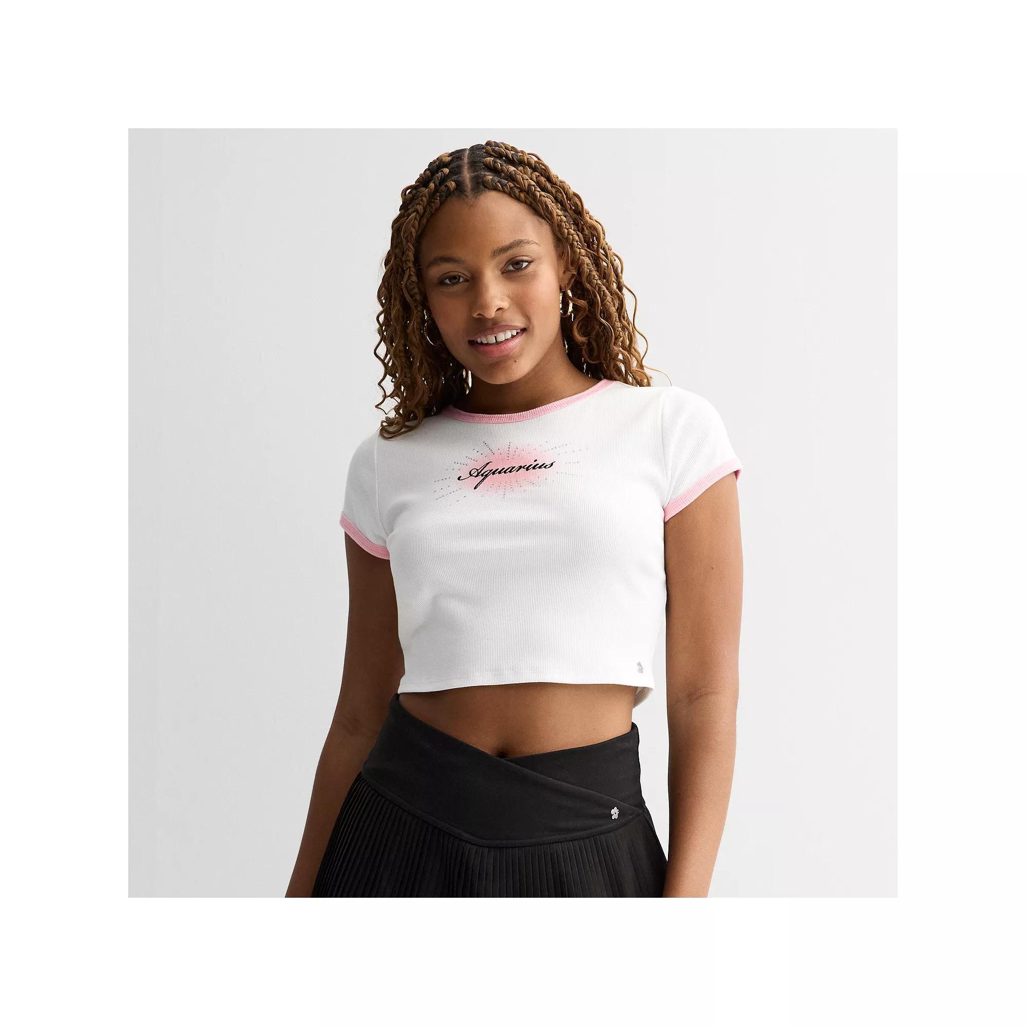 Women's Limited Too Zodiac Sign Baby Tee, Girl's, Size: XS, Aquarius Product Image