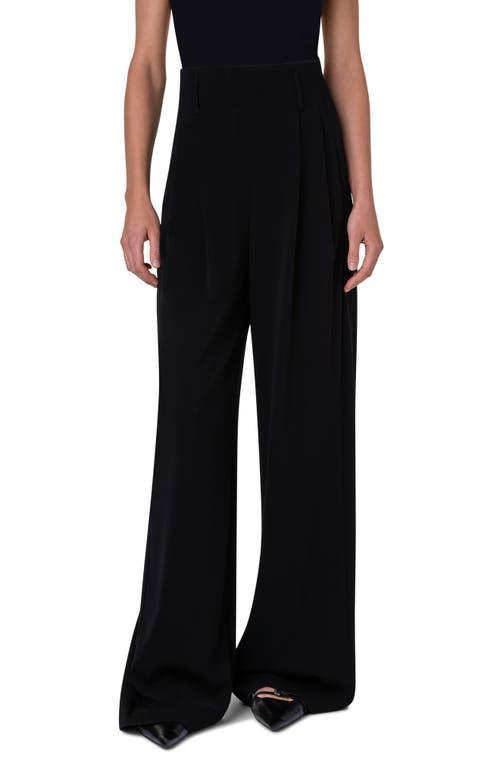 Womens Wide-Leg Wool Gabardine Pants Product Image