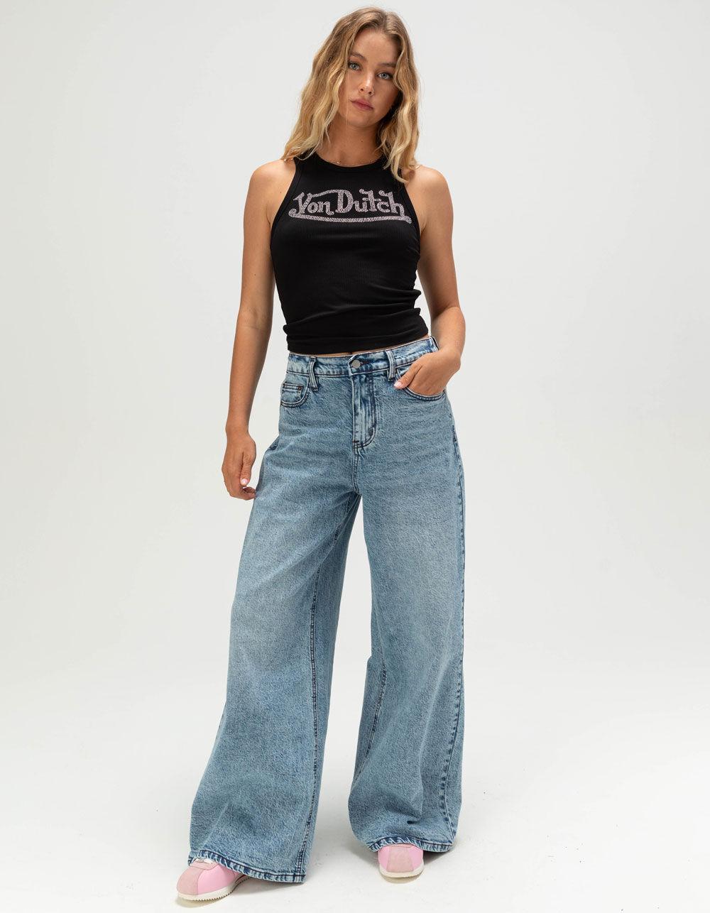 VON DUTCH Rhinestone Womens Tank Top - BLACK Product Image