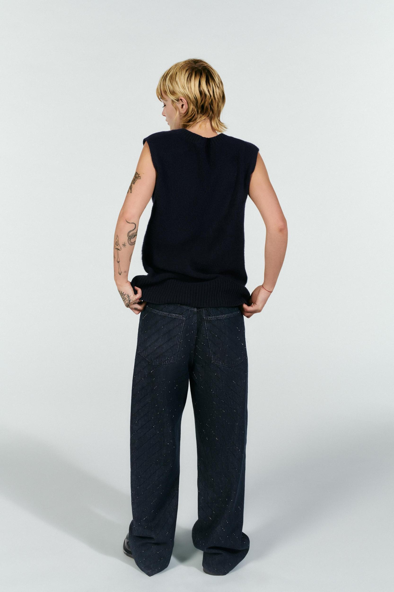 SHIMMERY TRF HIGH-WAISTED BAGGY JEANS Product Image