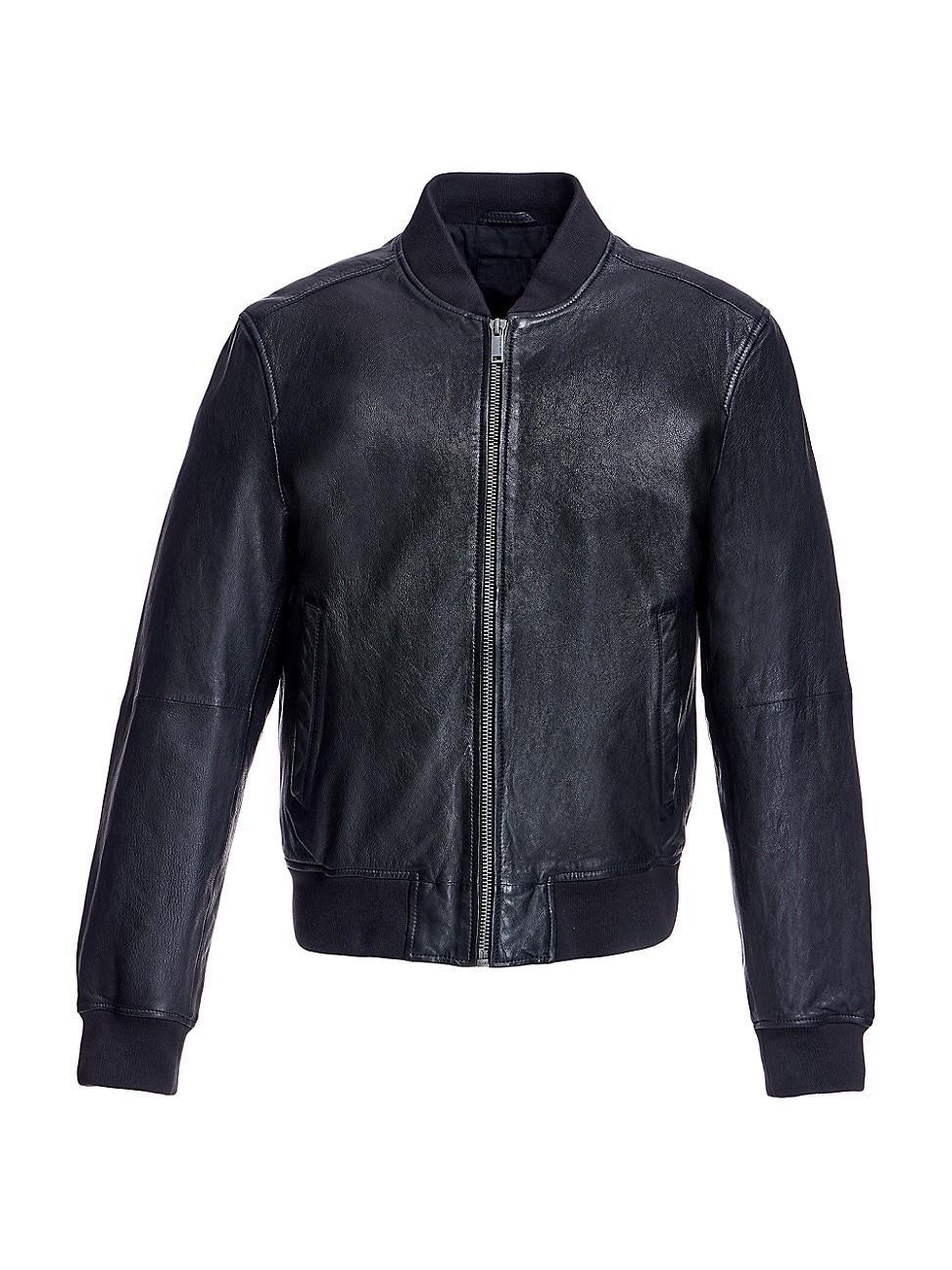 Mens Leather Bomber Jacket Product Image