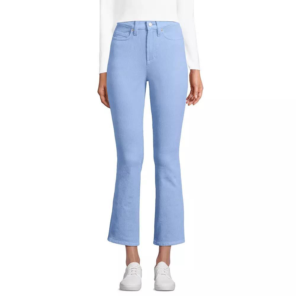 Women's Lands' End Corduroy High Waisted Kick Crop Pants, Size: 14, Patina Blue Product Image