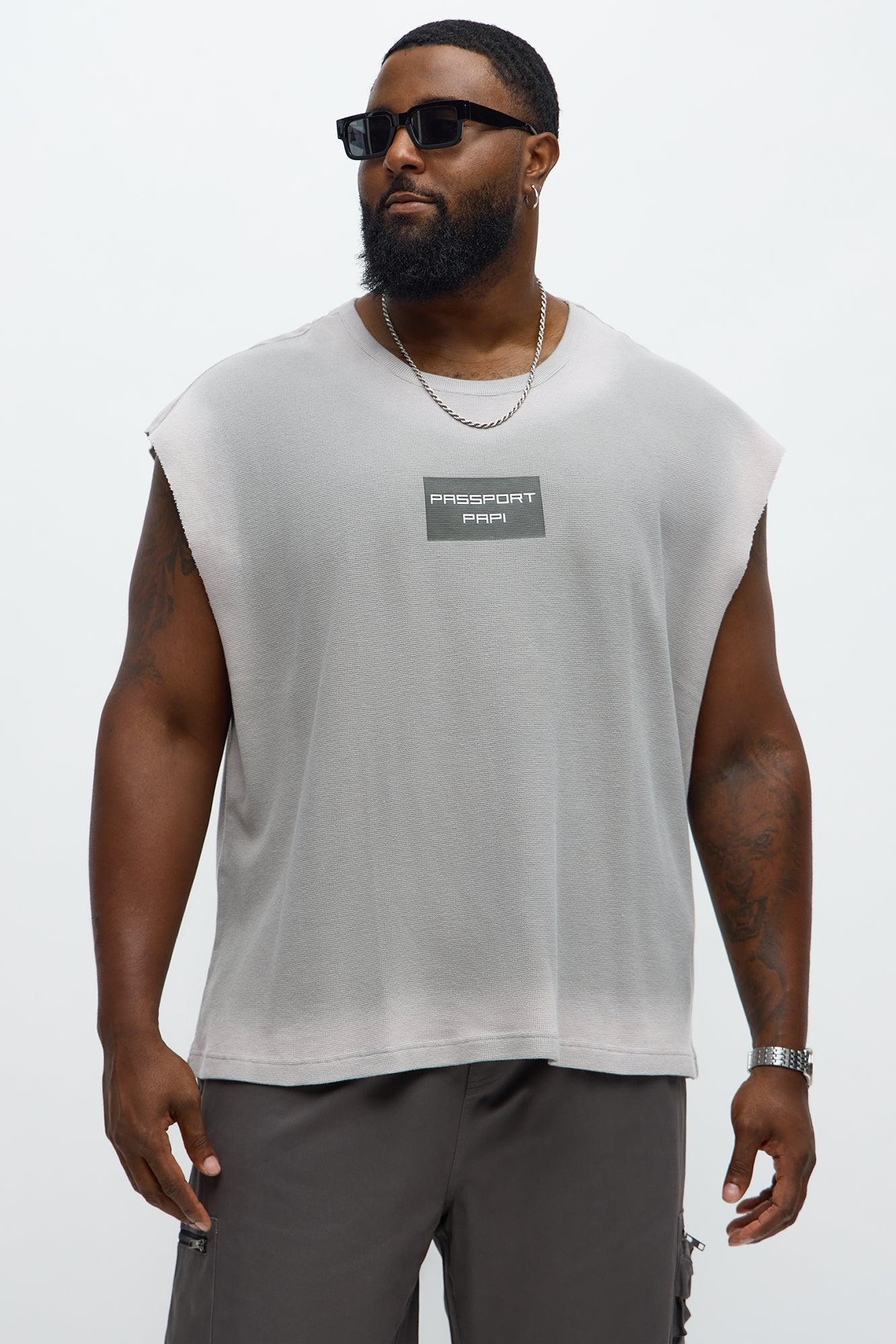 Relaxed Washed Quote Muscle Tank - Dark Grey Product Image