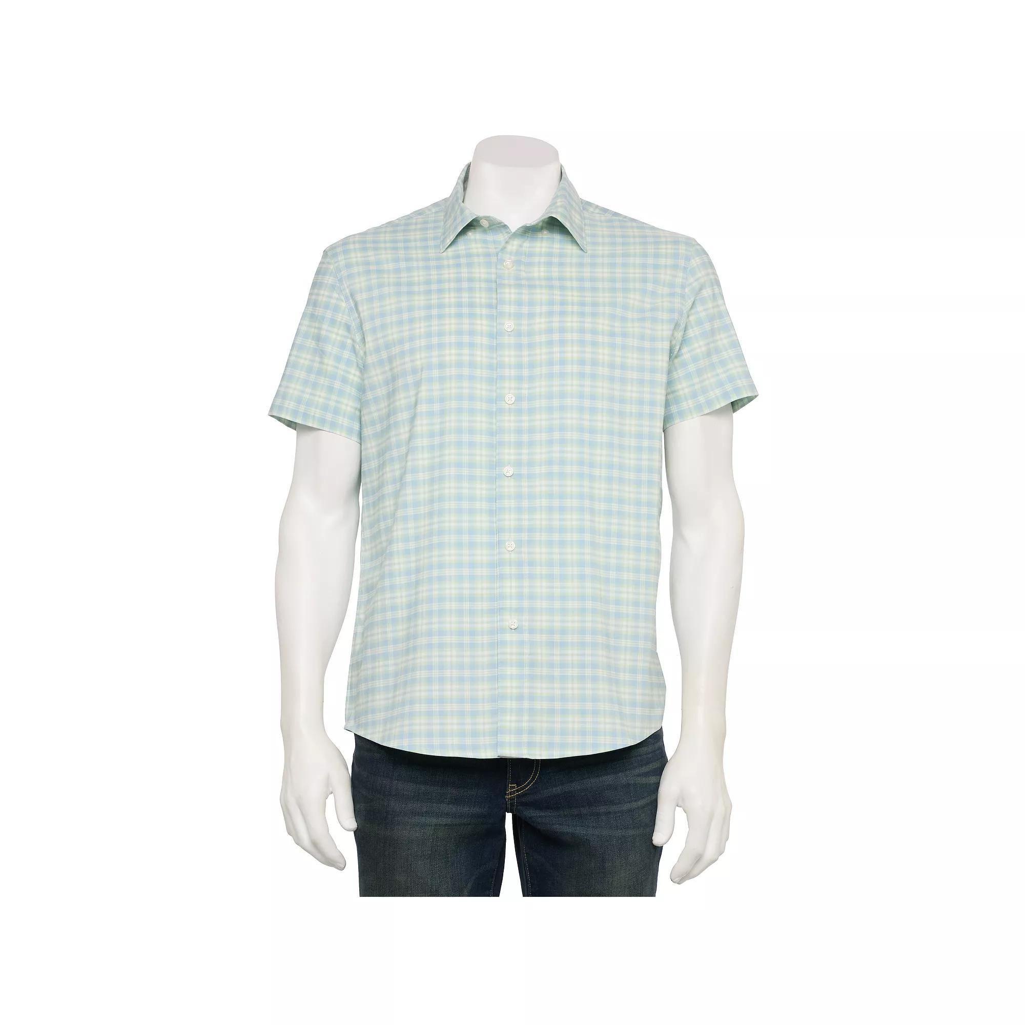 Men's Sonoma Goods For Life® Adaptive Short Sleeve Performance Button-Down Shirt, Size: XS, Pro Plaid Green Product Image