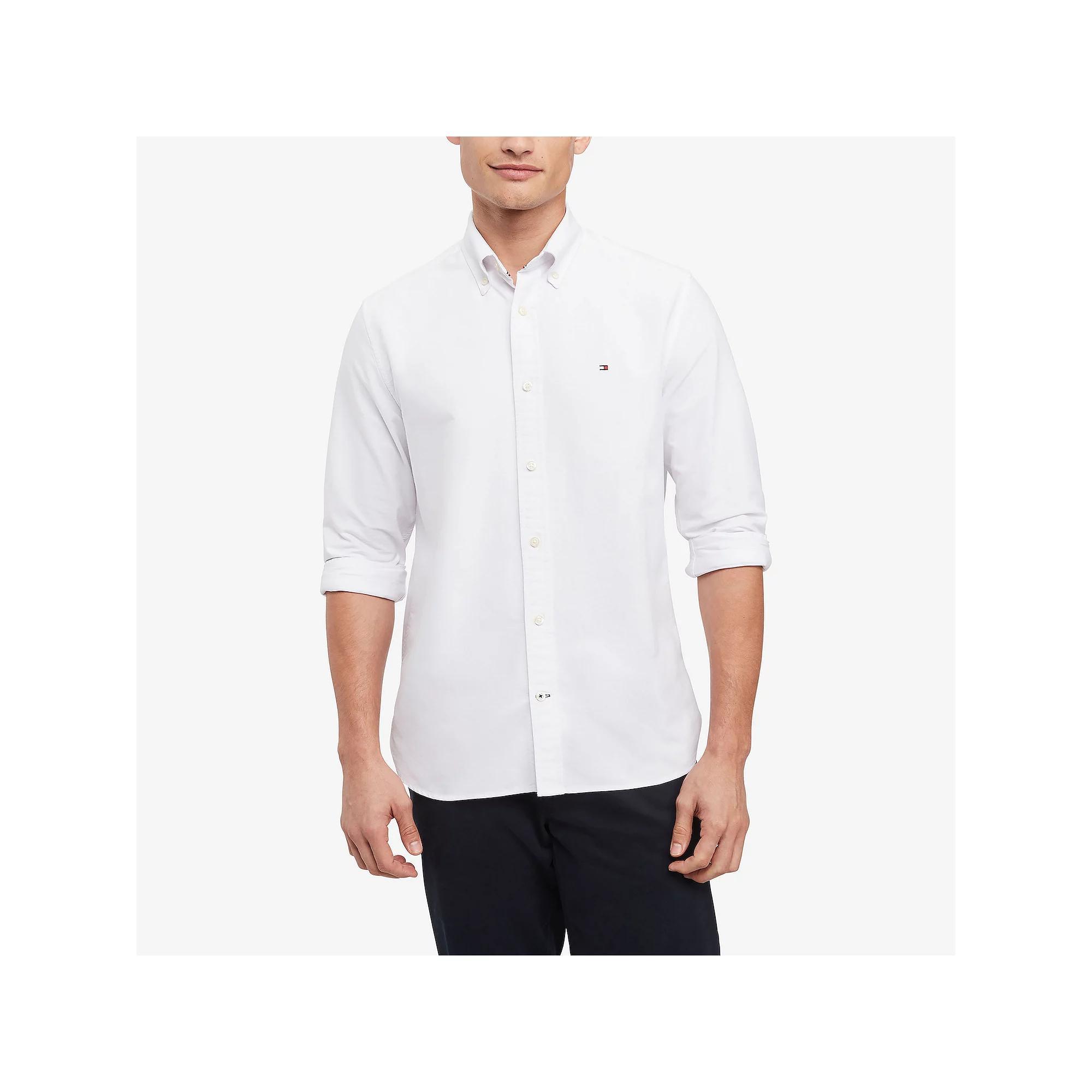 Men's Tommy Hilfiger Regular Fit Essential Stretch Oxford Shirt, Size: XXL, Bright White Product Image