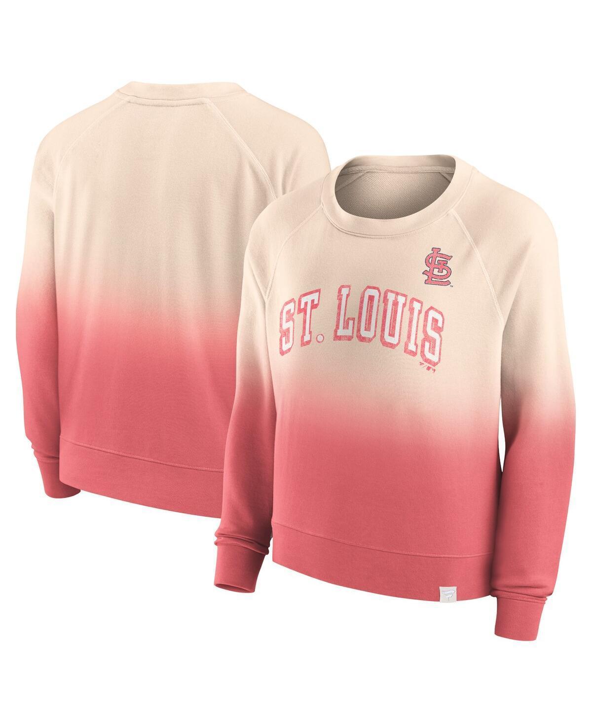Women's Fanatics Branded Tan/Red St. Louis Cardinals Luxe Lounge Arch Raglan Pullover Sweatshirt, Size: XL, Team Product Image