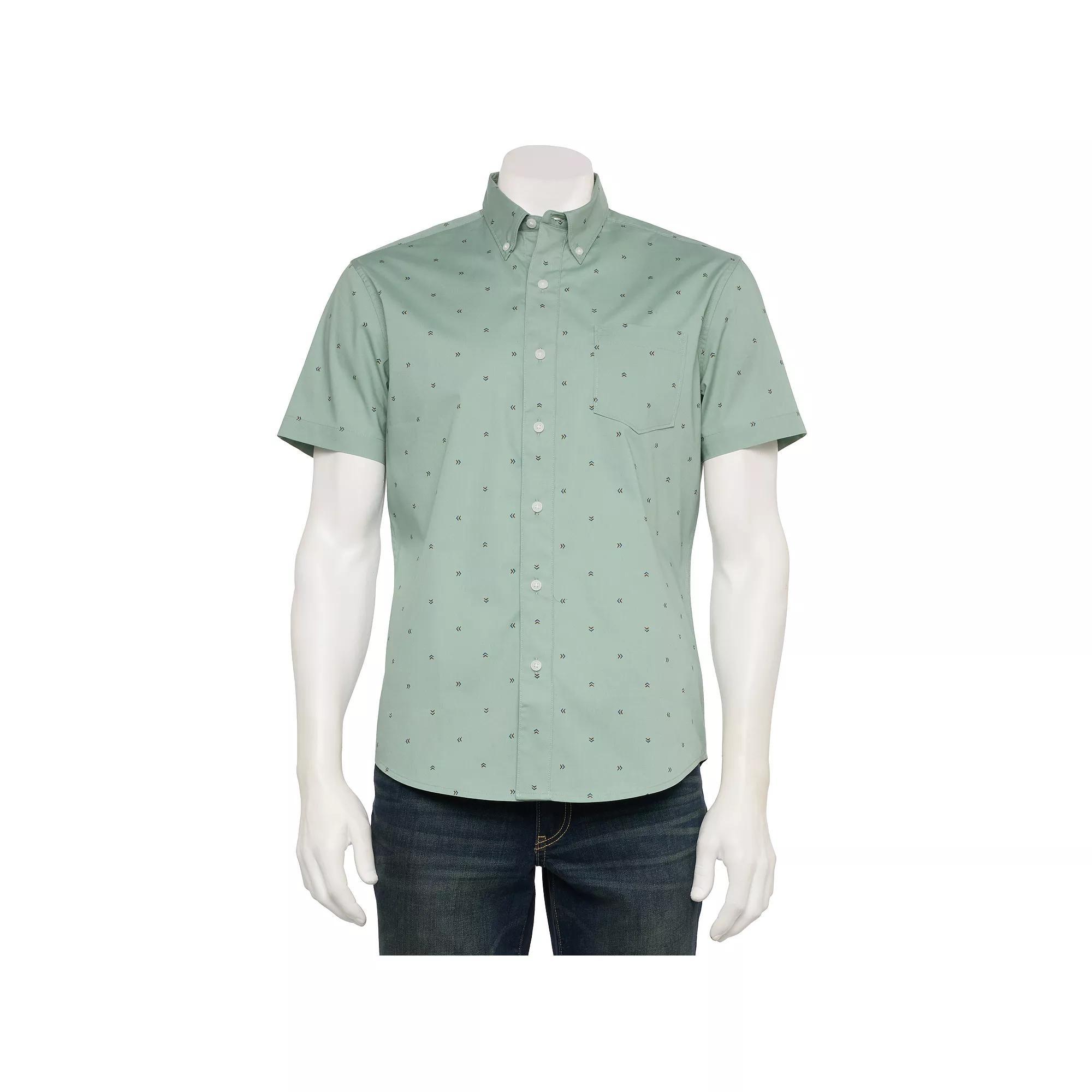 Men's Sonoma Goods For Life® Adaptive Short Sleeve Perfect Length Shirt, Size: XL, Palm Party Blue Product Image