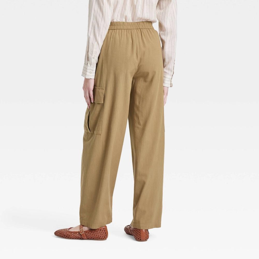 Women's Mid-Rise Relaxed Fit Pull-On Cargo Pants - Universal Thread™ Moss XS: Cotton Rayon Blend, Straight Leg Product Image