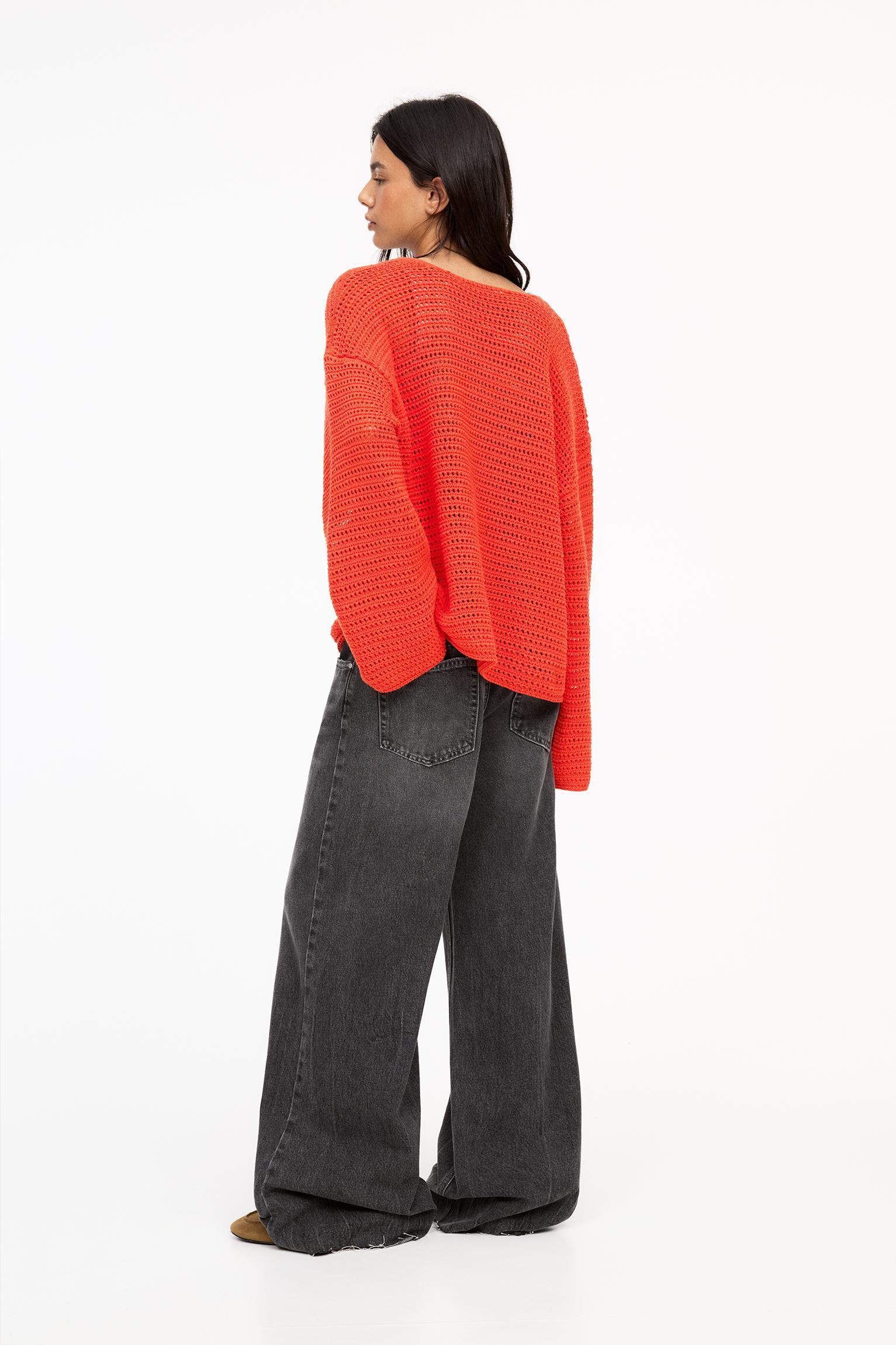 Open knit sweater with buttons Product Image