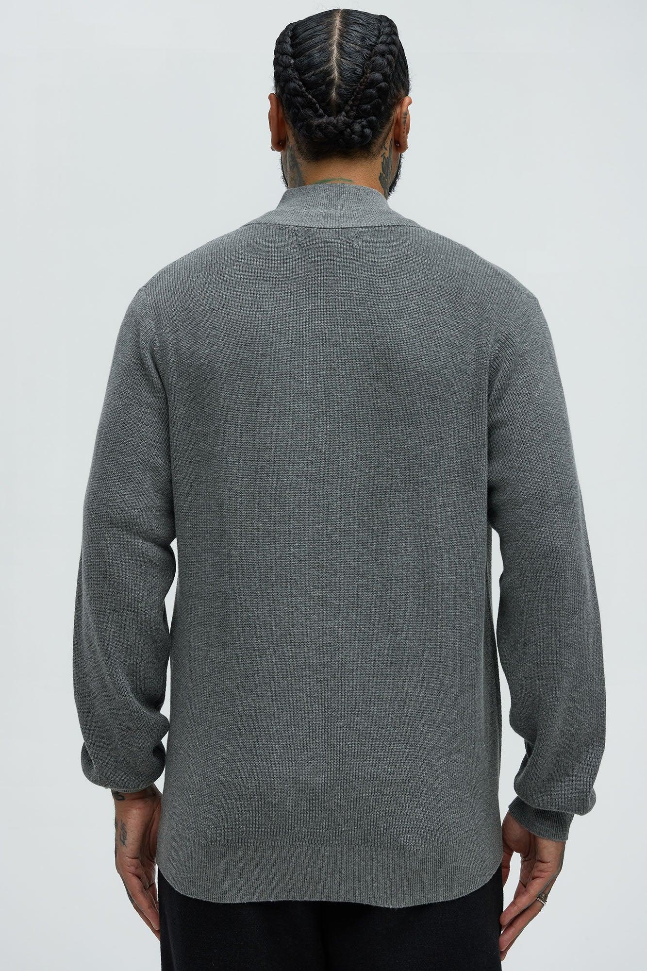 Shawn Full Zip Sweater - Heather Grey Product Image