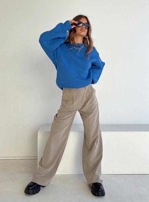 Harmony Balloon Sleeve Knit Sweater Blue Product Image
