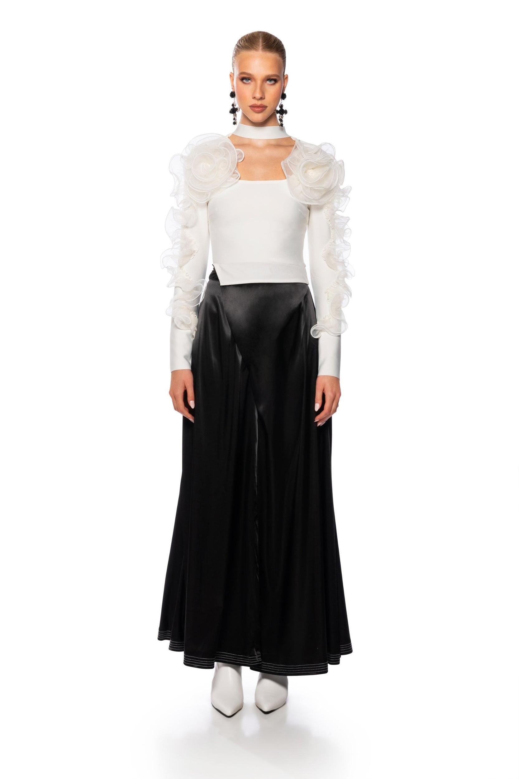 RISKY BUSINESS WRAP AROUND WIDE LEG SATIN PANT Product Image