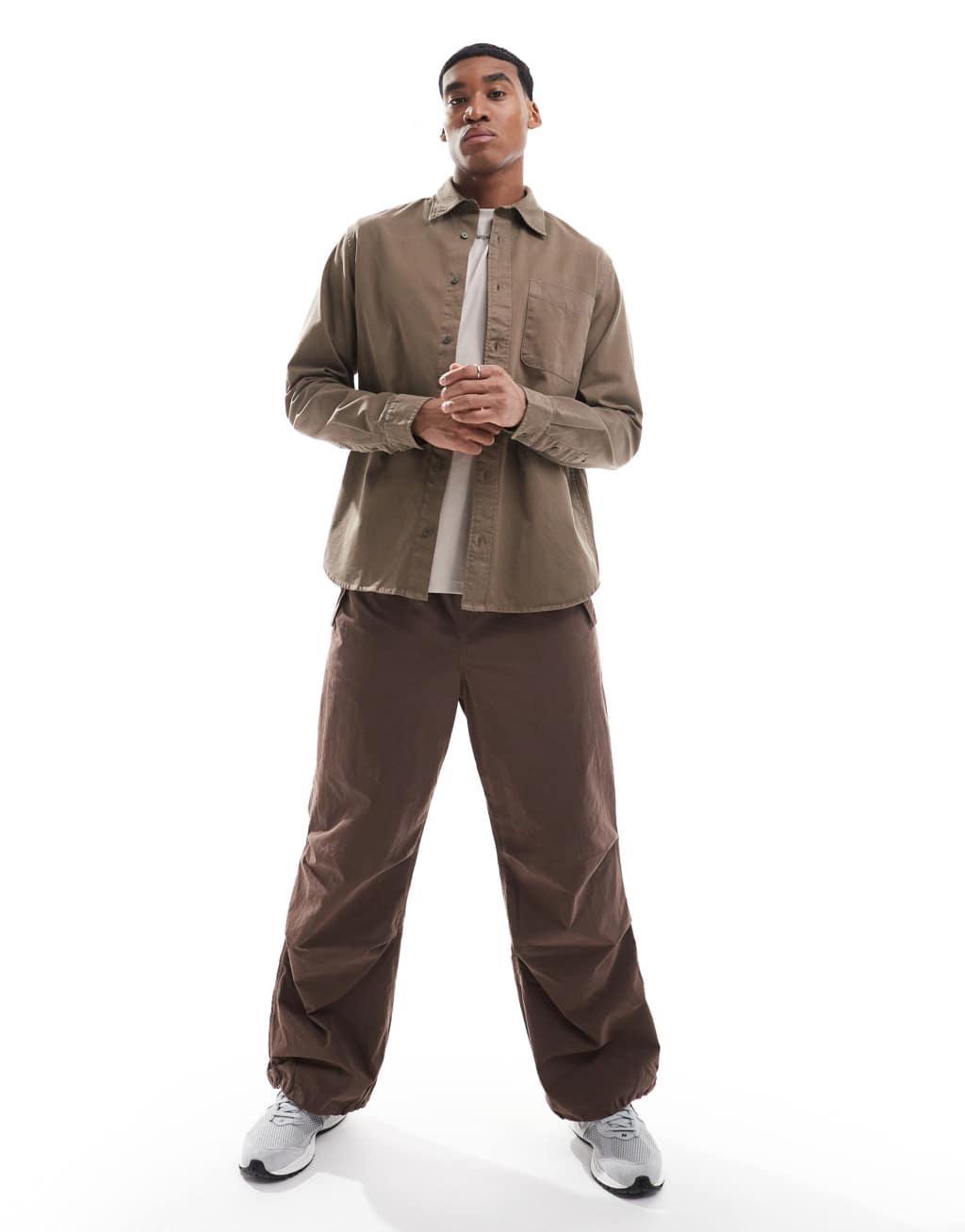 Jack & Jones heavy twill shirt in brown Product Image