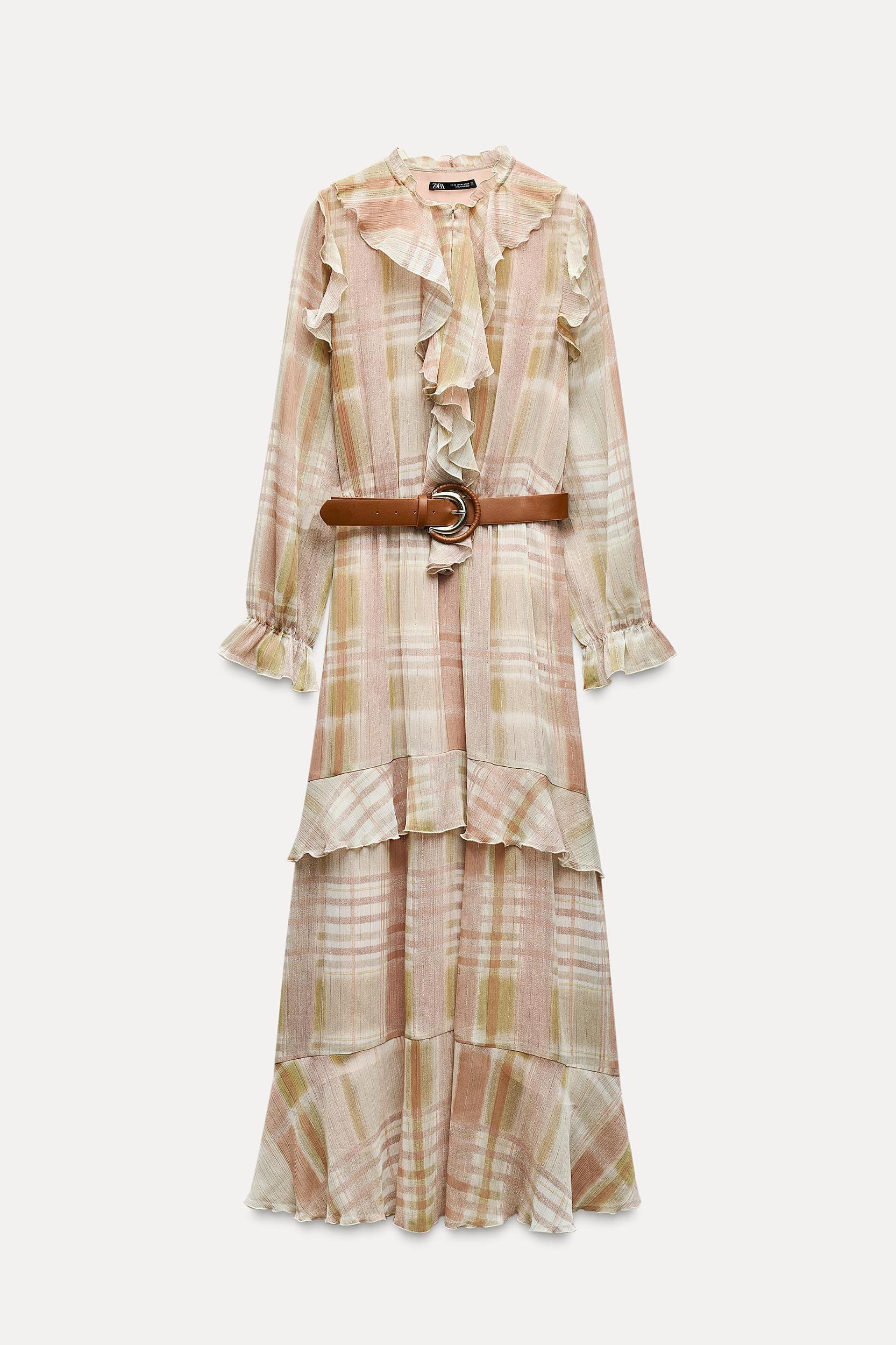 RUFFLED BELT MIDI DRESS Product Image