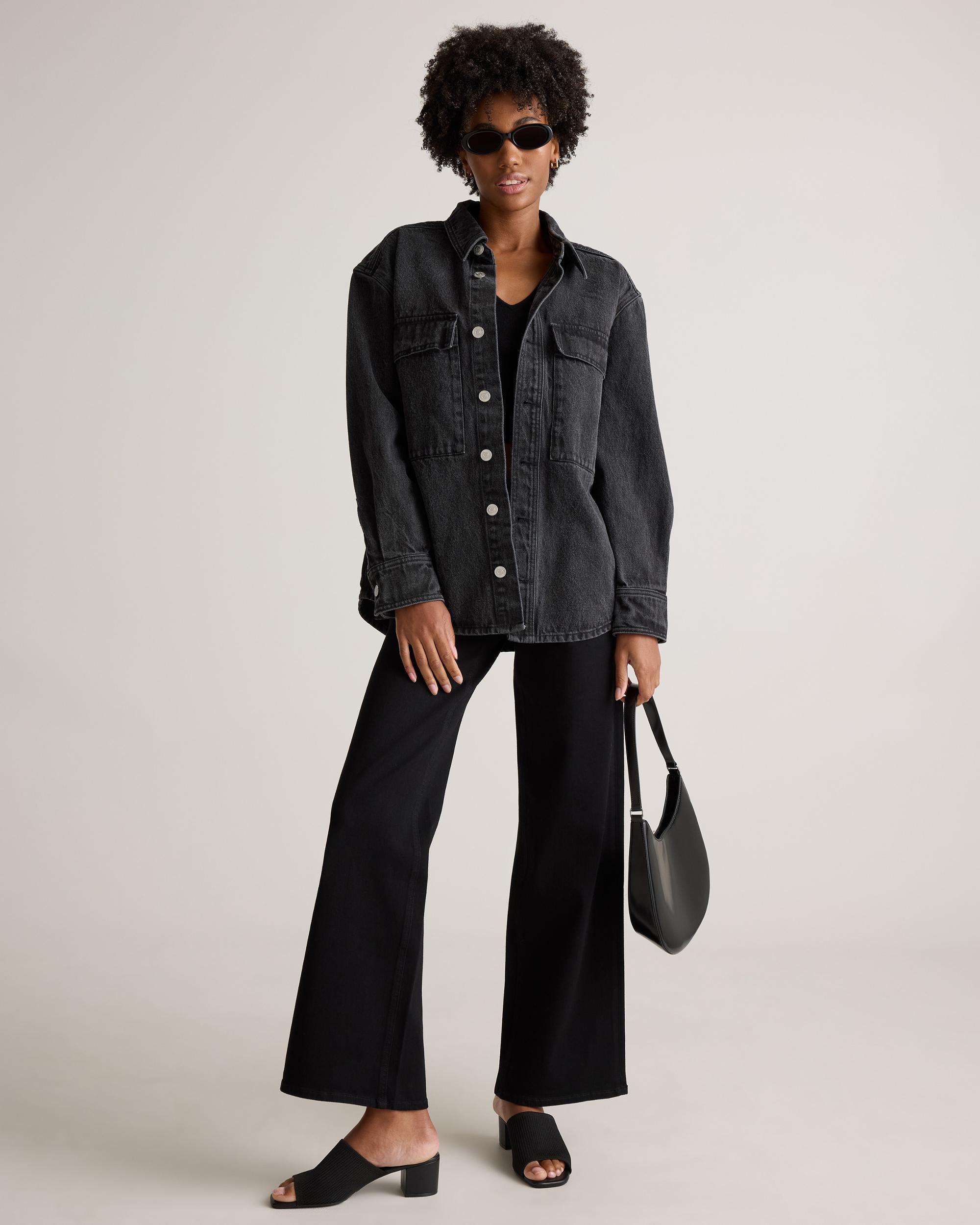 Quince | Women's Denim Cargo Shirt Jacket Organic Cotton Product Image