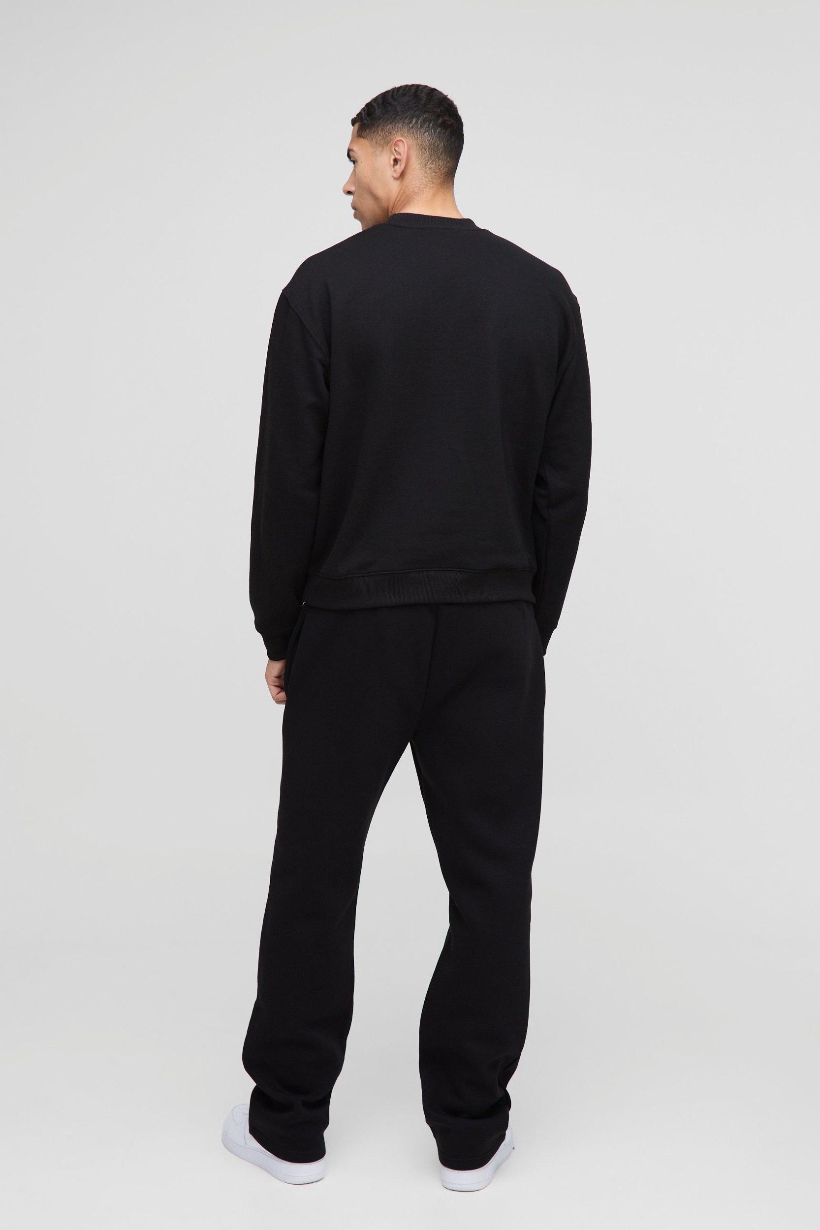 Oversized Extended Neck Boxy Line Drawn Floral Rose Embroidered Sweat | boohooMAN USA Product Image