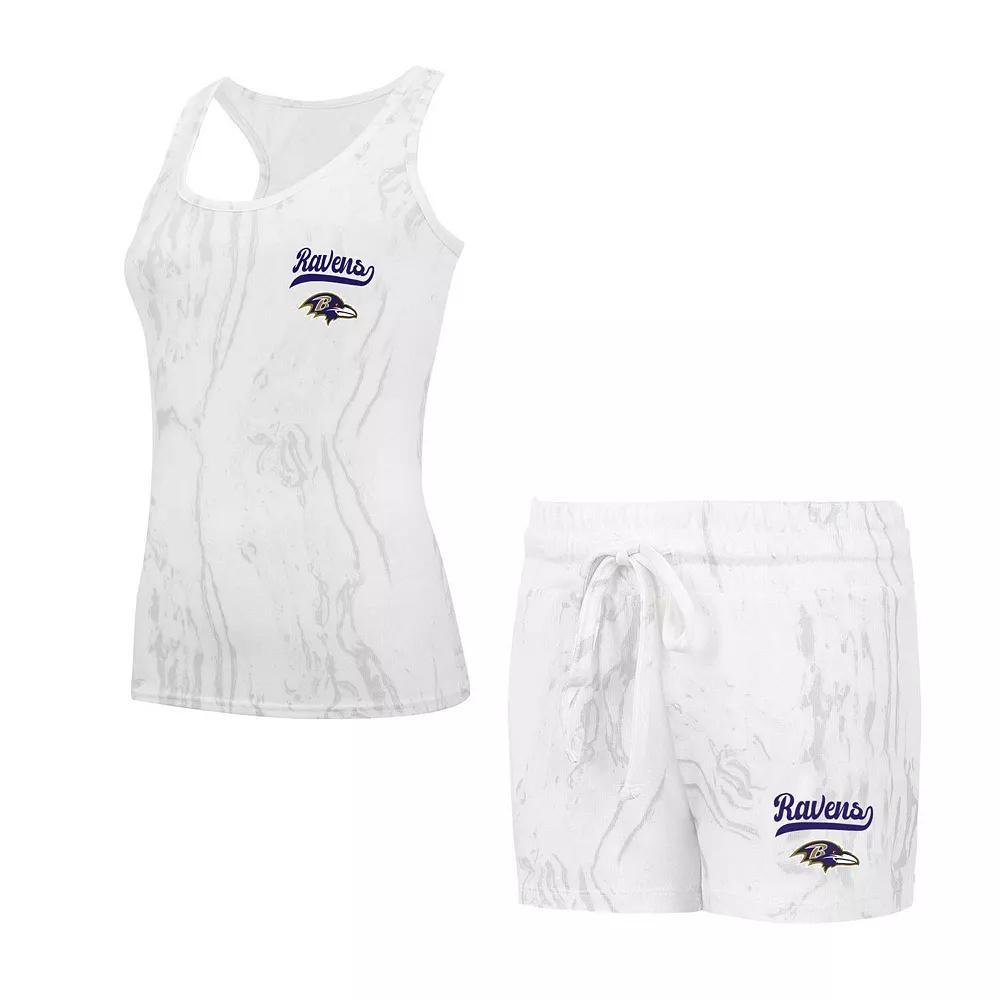 Women's Concepts Sport Baltimore Ravens Quartz Hacci Knit Tank Top & Shorts Sleep Set, Size: 3XL, Beige Product Image