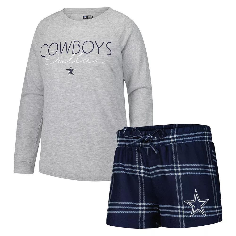 Womens Concepts Sport /Gray Dallas Cowboys Petition Raglan Long Sleeve T-Shirt and Shorts Set Blue Product Image