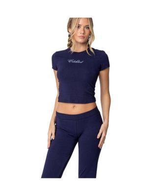 So Edikted Baby Tee in Navy at Nordstrom, Size X-Small Product Image