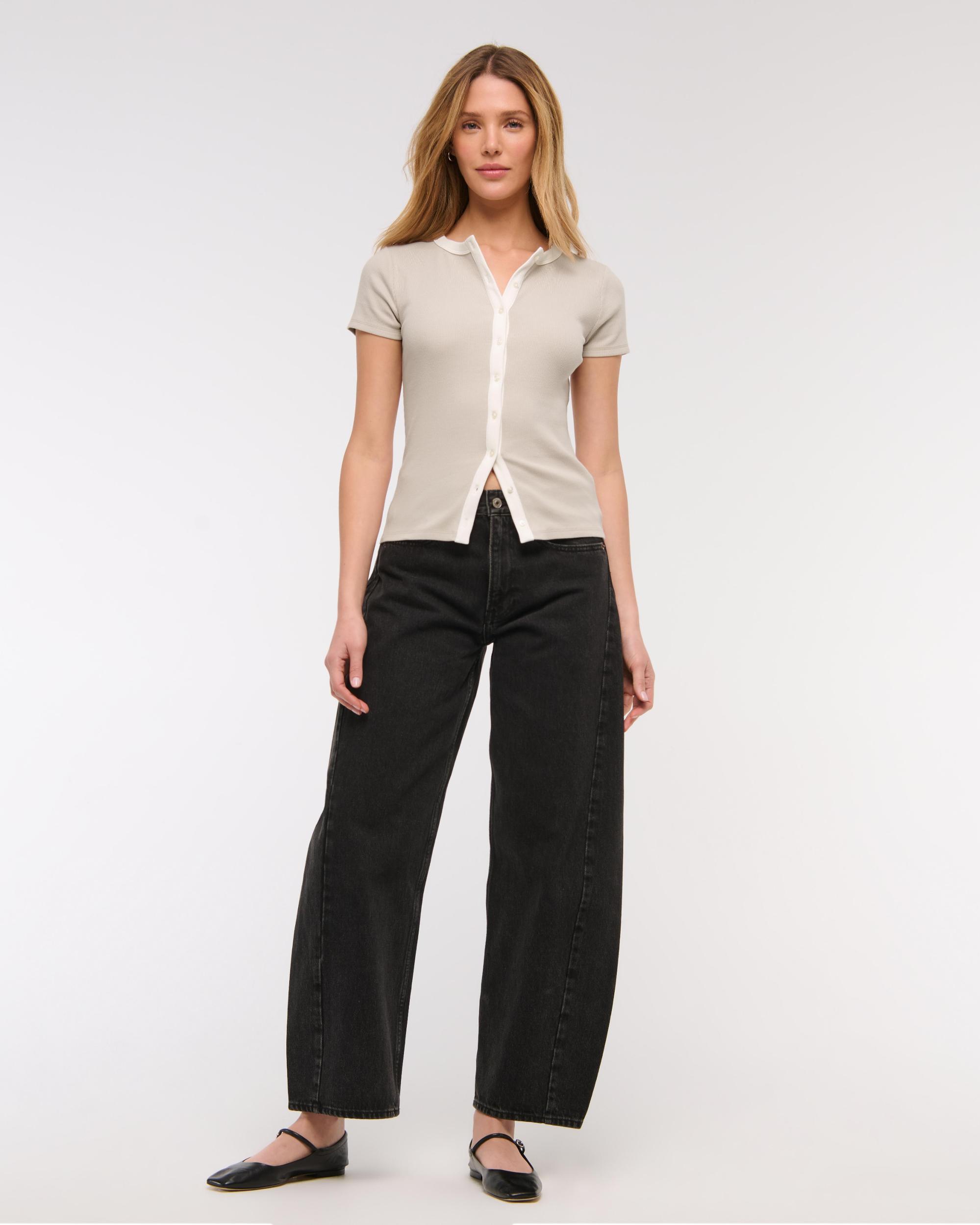 Ribbed Button-Through Top Product Image
