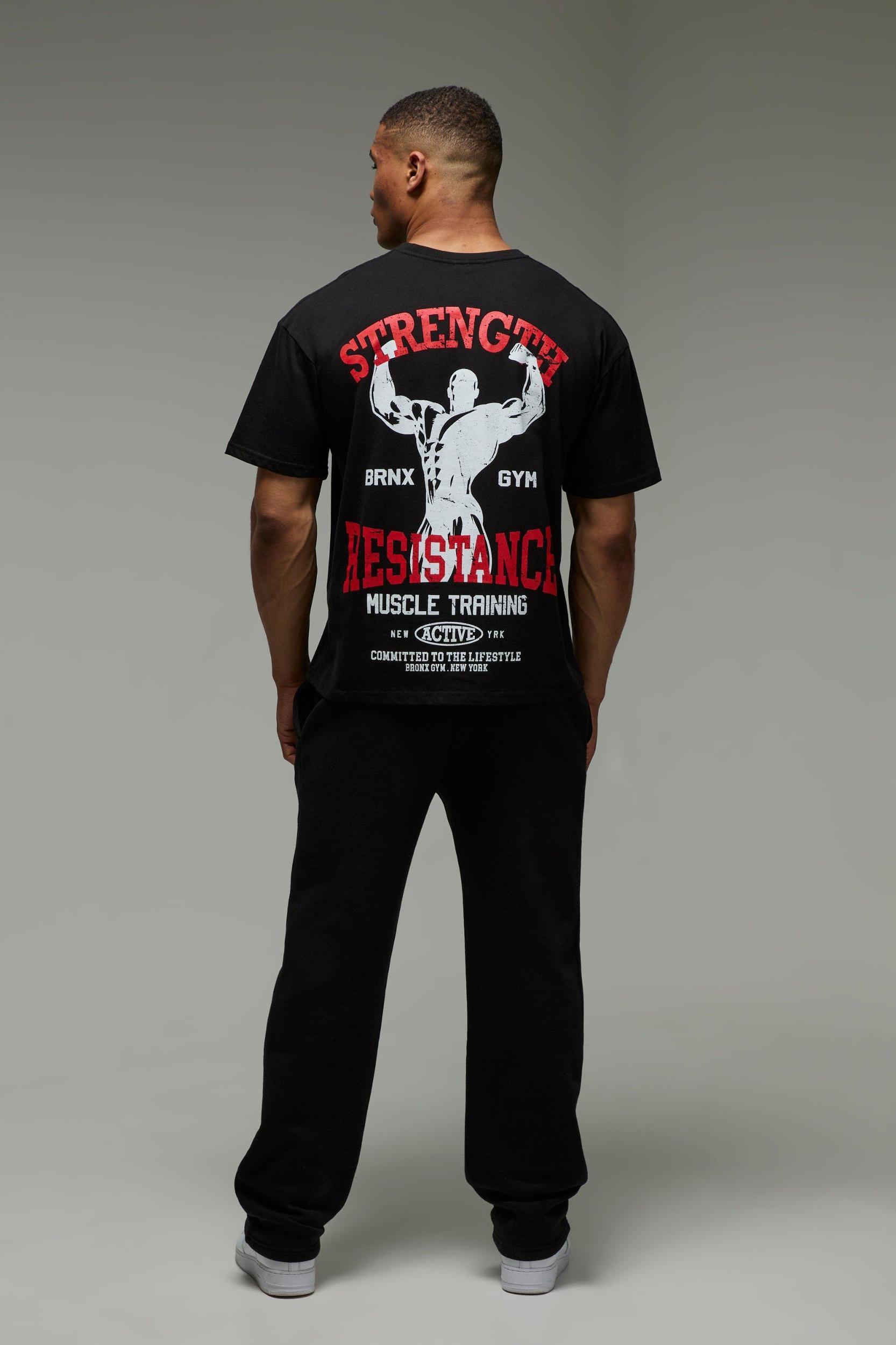 MAN Active Strength & Resistance Oversized T-Shirt | boohooMAN USA Product Image