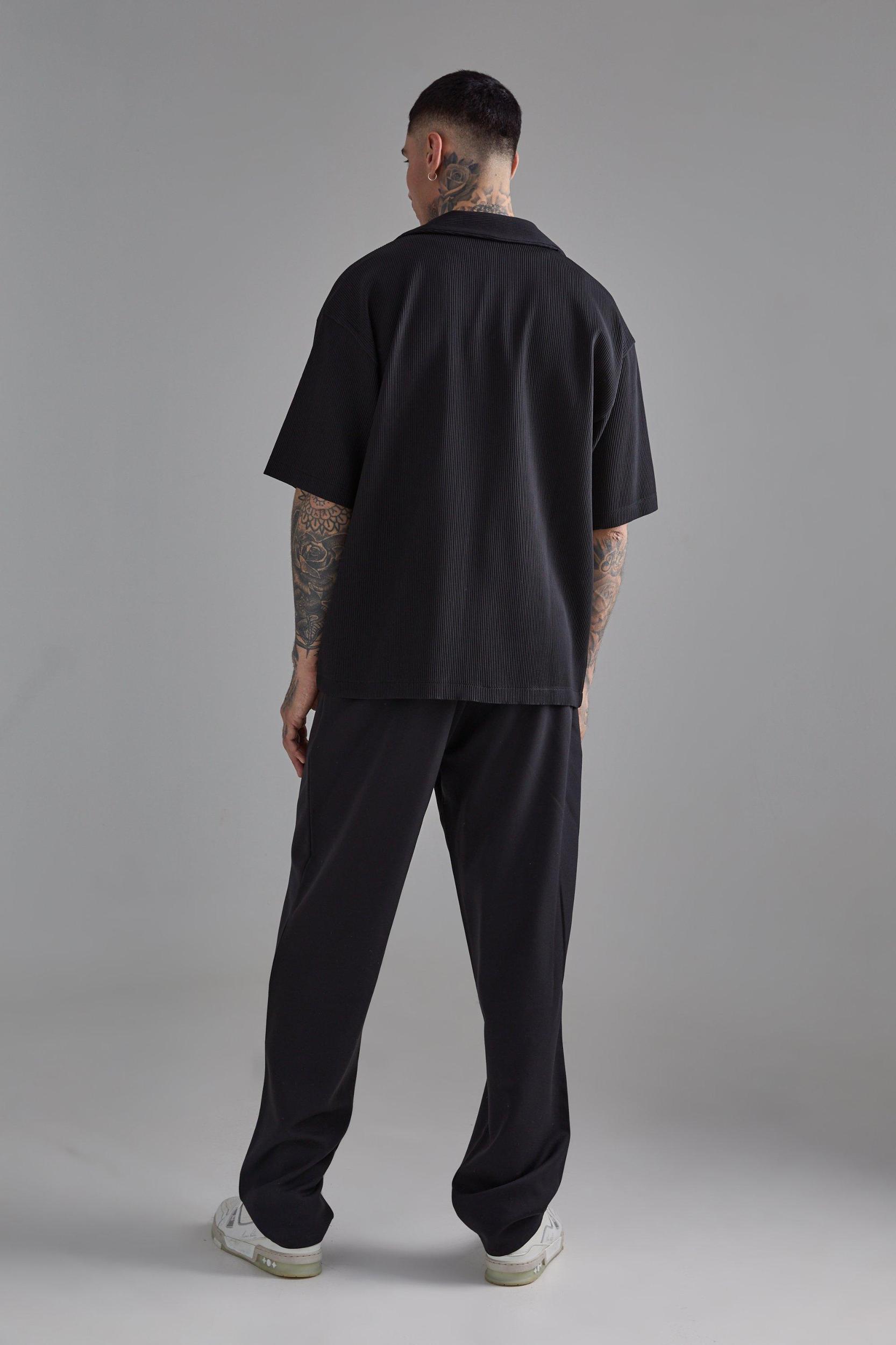 Tall Elasticated Waist Smart Straight Fit Pants | boohooMAN USA Product Image
