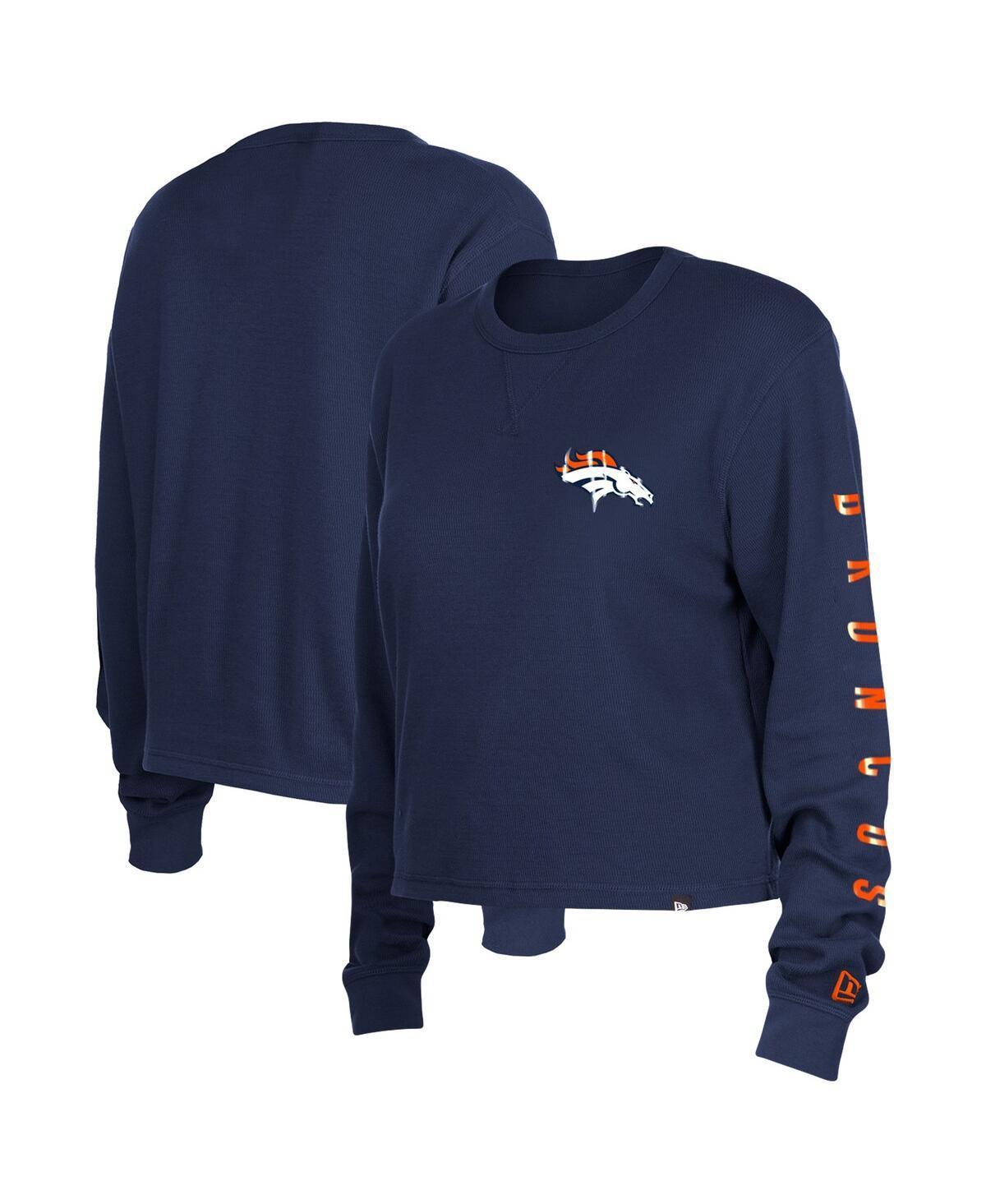 Womens New Era New England Patriots Thermal Crop Long Sleeve T-Shirt Blue Product Image