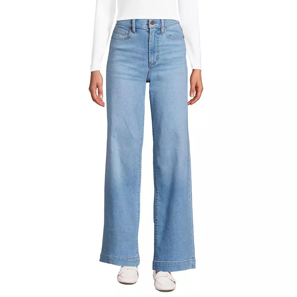 Petite Lands' End Recover High-Rise Wide-Leg Jeans, Women's, Size: 18P 28, River Rinse Product Image