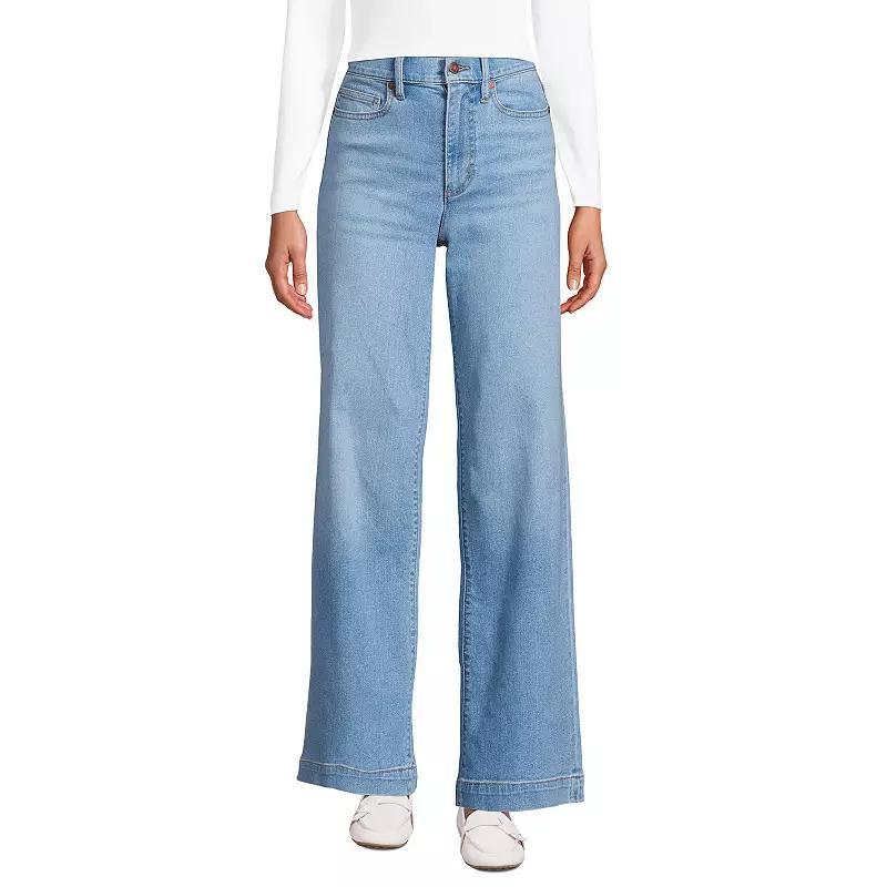 Petite Lands' End Recover High-Rise Wide-Leg Jeans, Women's, Size: 18P 28, River Rinse Product Image