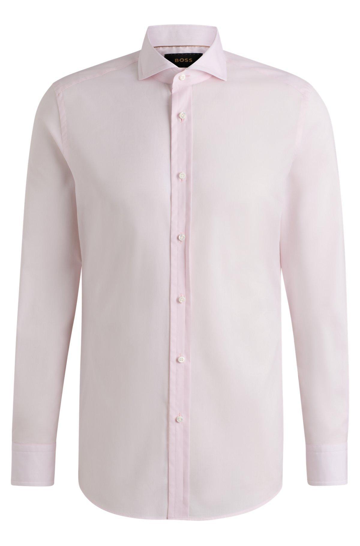 BOSS - Slim-fit shirt in Italian-made cotton - Dark pink Product Image