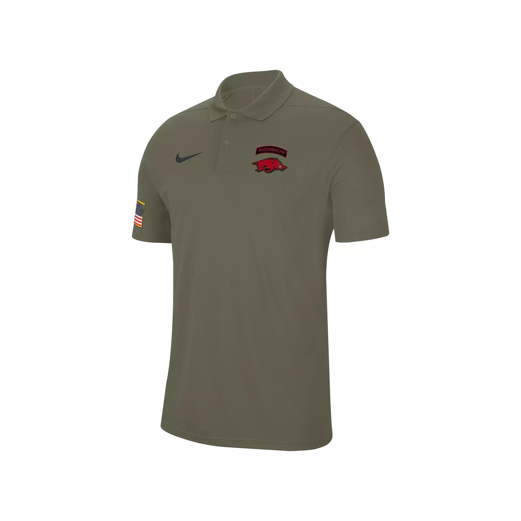 Men's Nike Olive Arkansas Razorbacks Military Appreciation Tour Performance Polo, Size: Large, Team Product Image