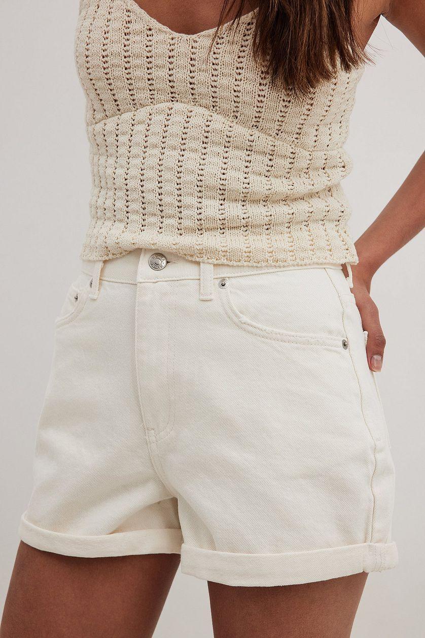 Fold Up Denim Shorts Black Product Image