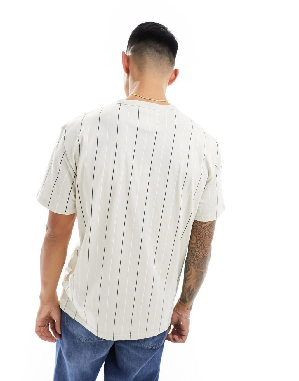 Tommy Jeans regular varsity pinstripe tank top in off white Product Image