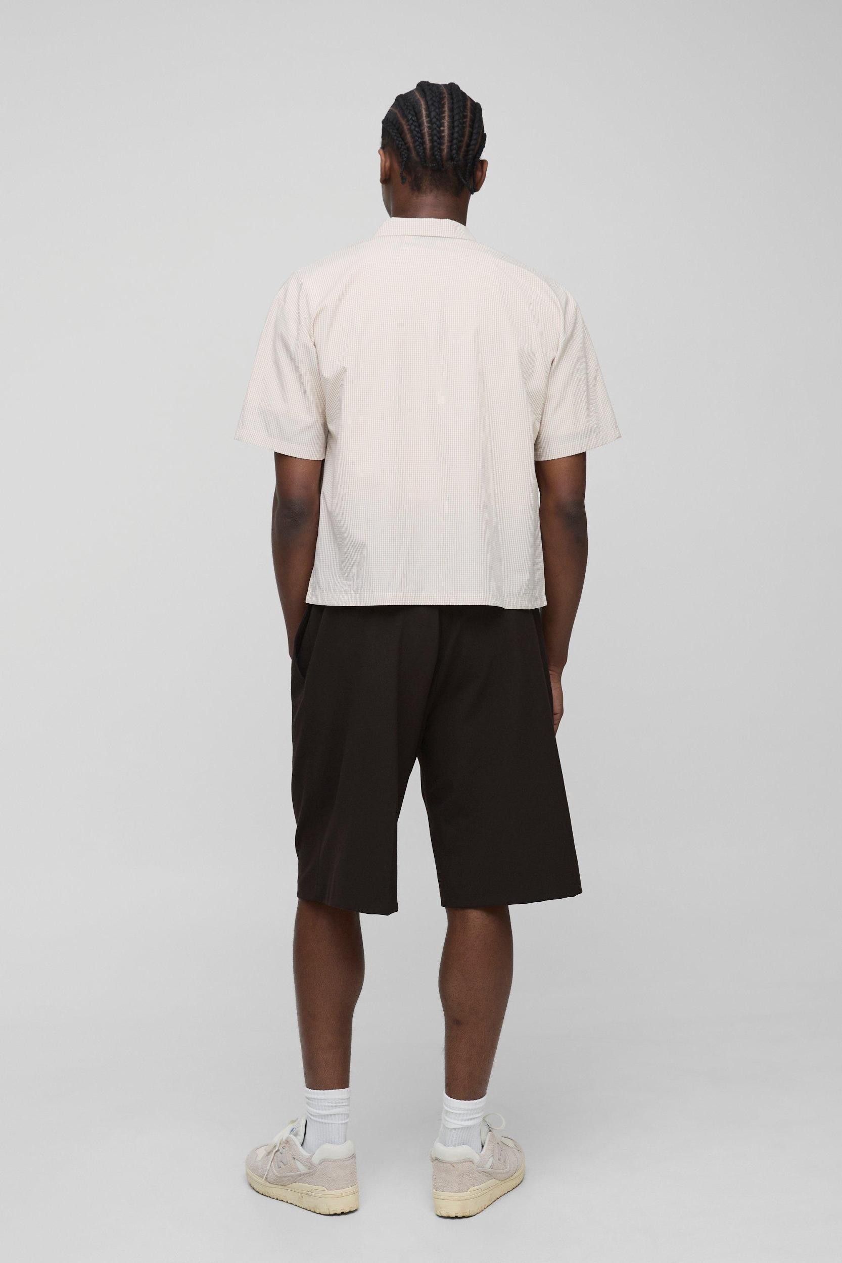 Oversized Boxy Micro Plaid Collared Shirt | boohooMAN USA Product Image