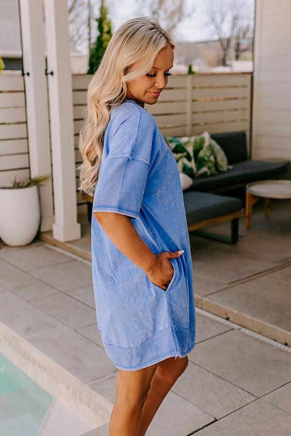 Block Party Ready Vintage Wash T-Shirt Mini Dress in Blue Product Image