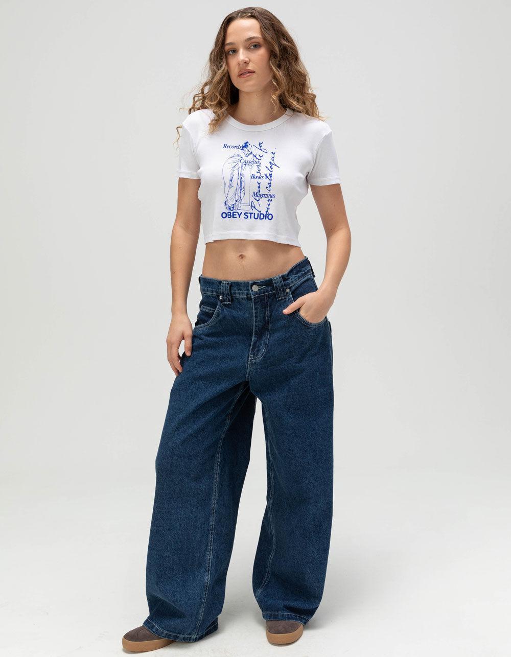 OBEY Catalogue Womens Crop Fitted Tee - WHITE Product Image