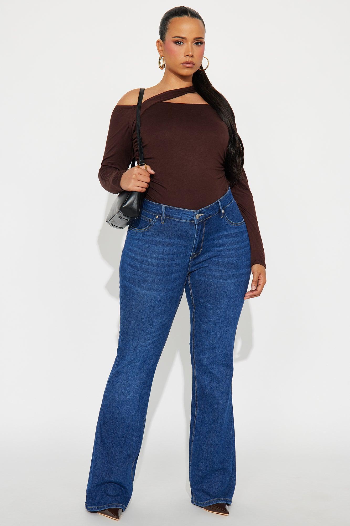 Gilda Off Shoulder Long Sleeve Bodysuit - Brown Product Image