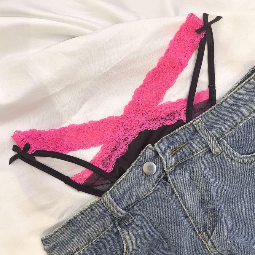 Plain Lace Trim Bikini Panties Product Image