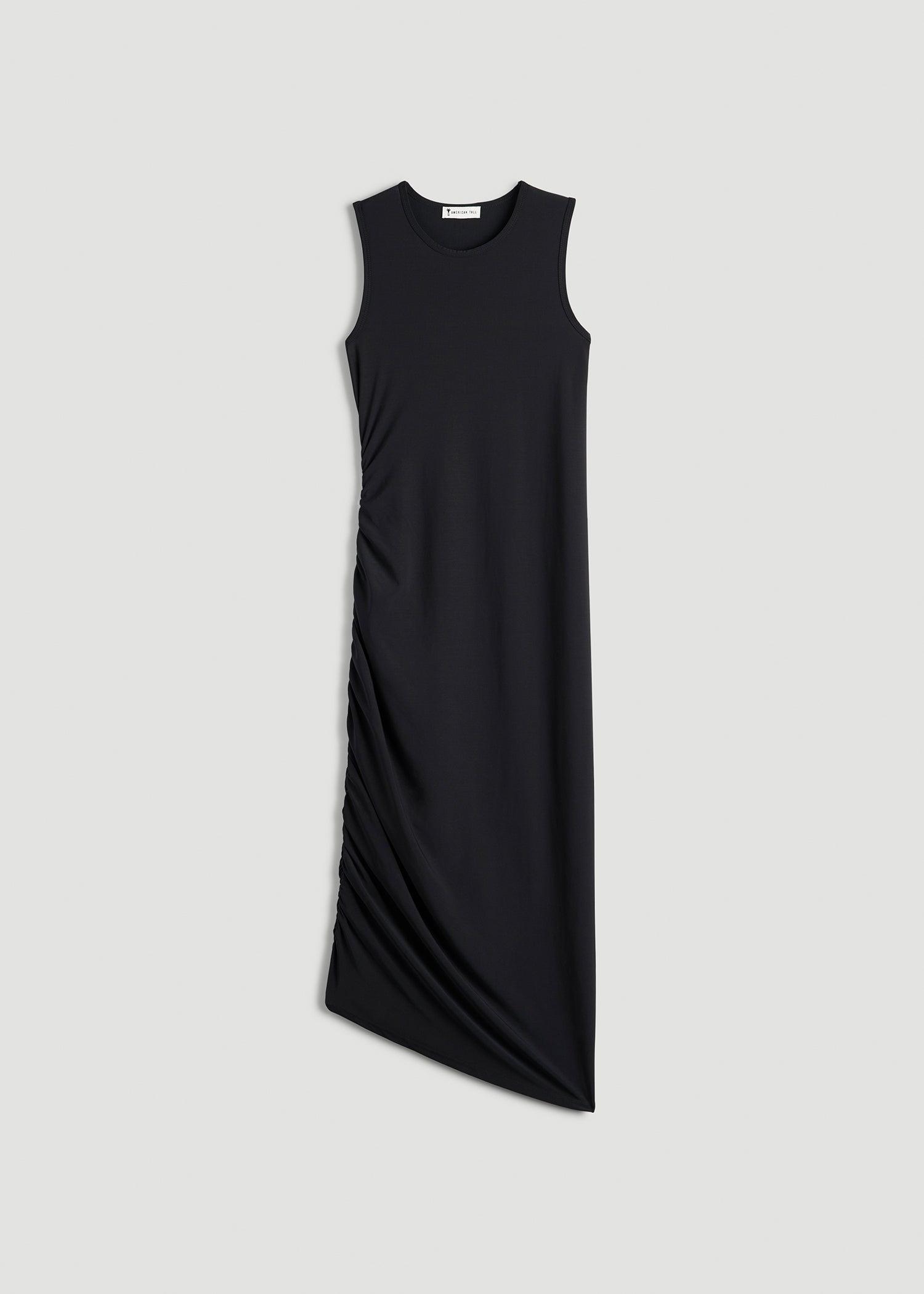 Ruched Jersey Midi Dress for Tall Women in Black Product Image