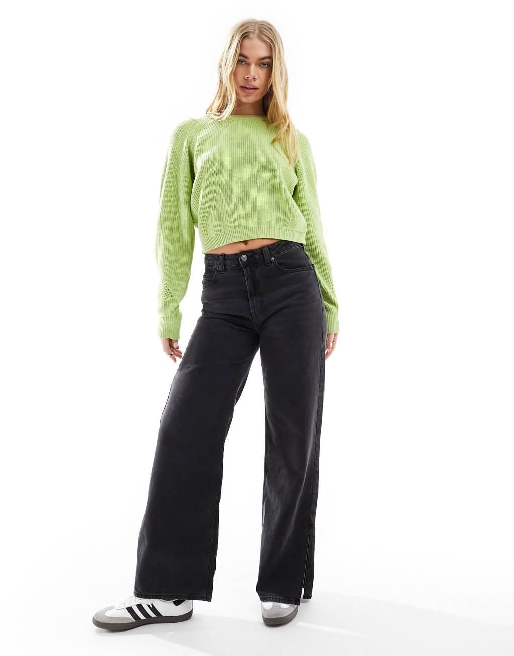 ASOS DESIGN plated sweater with balloon sleeve Product Image