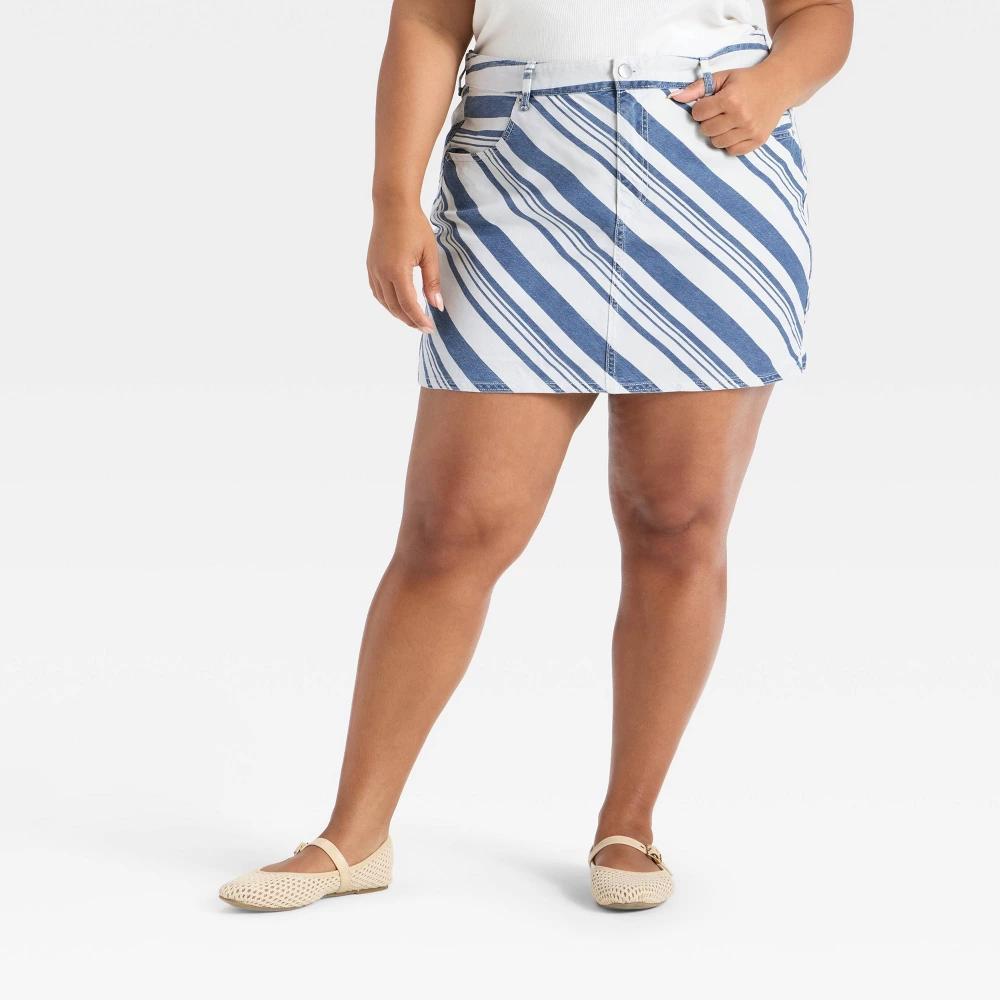 Women's Striped Mini Skirt - Universal Thread™ Navy Product Image