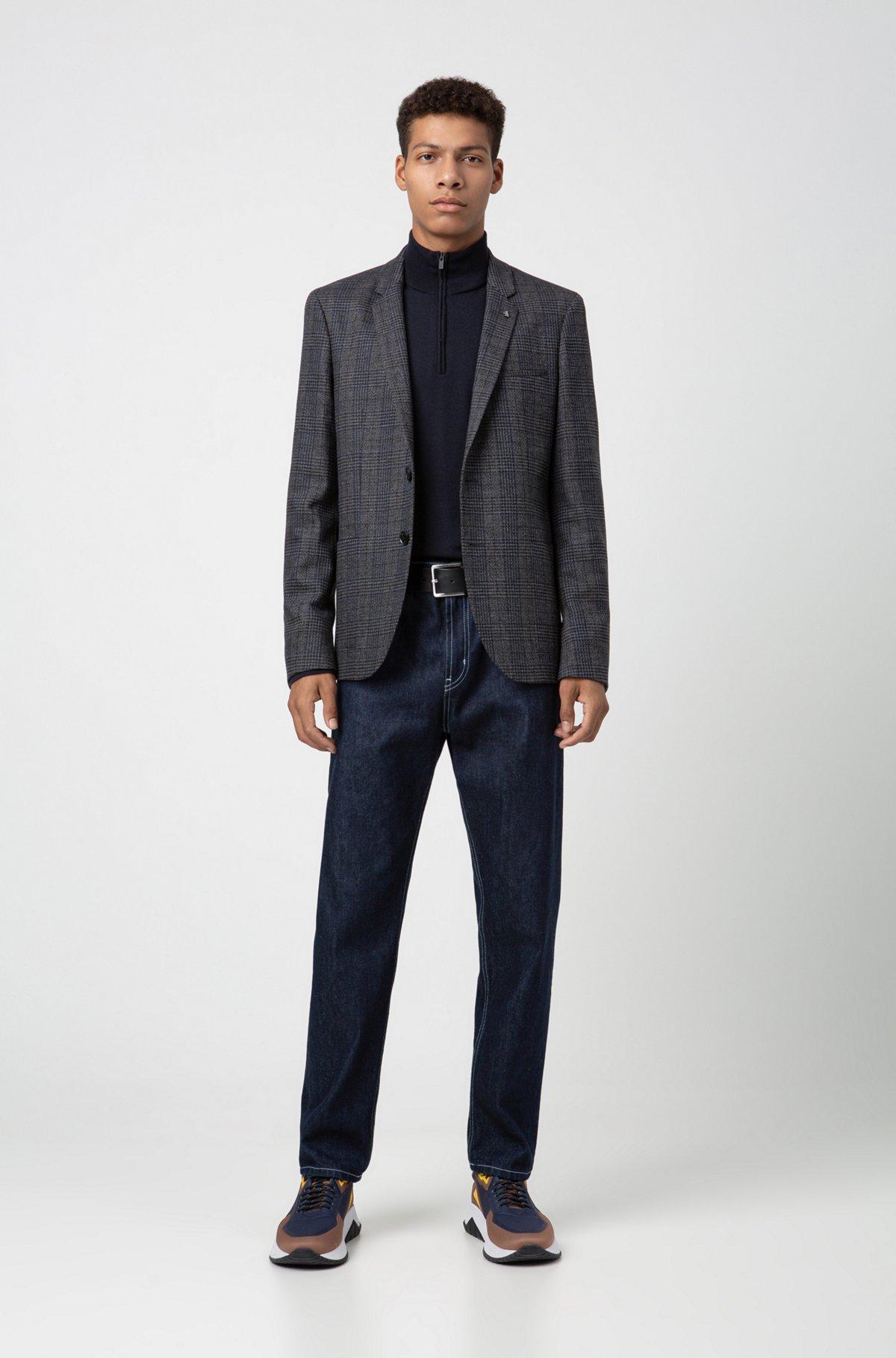 HUGO - Grainy embossed-leather belt with brushed metal hardware - Black Product Image