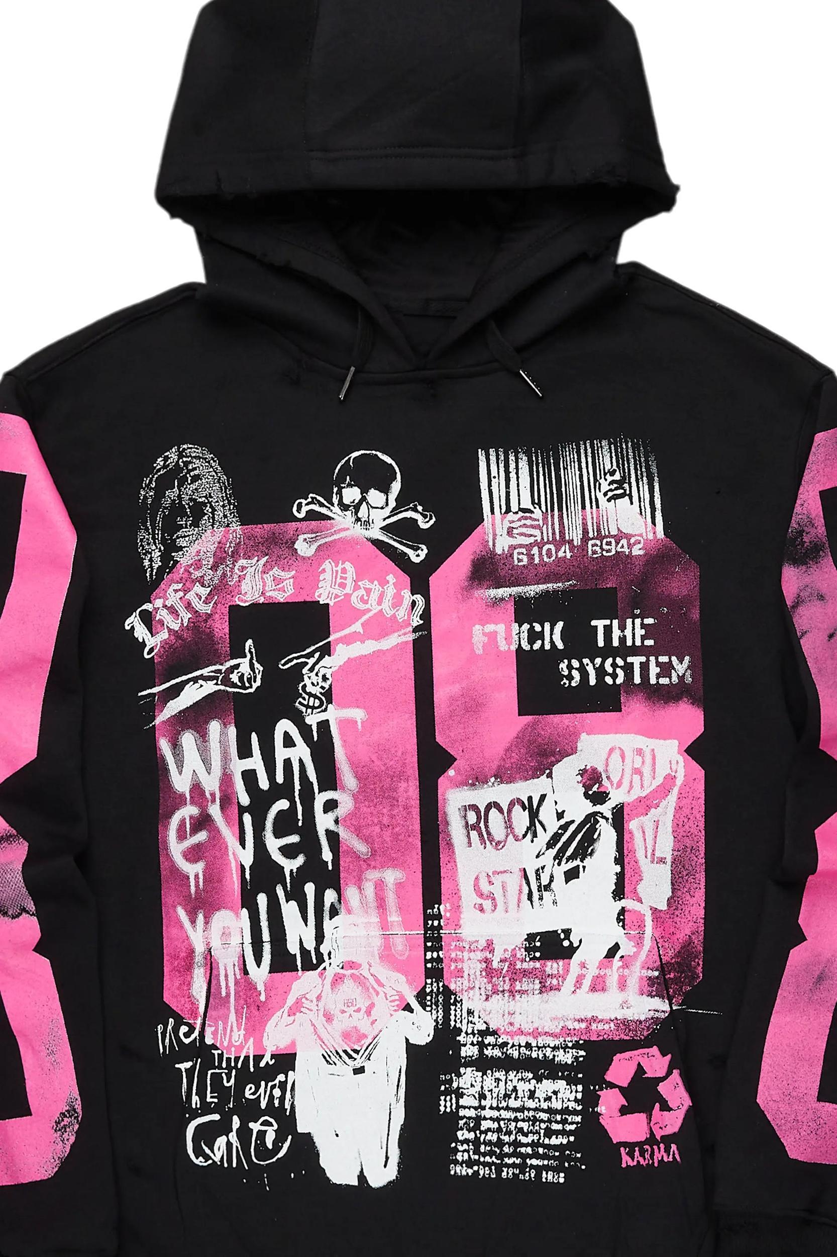 Grill Black/Pink Graphic Hoodie Male Product Image