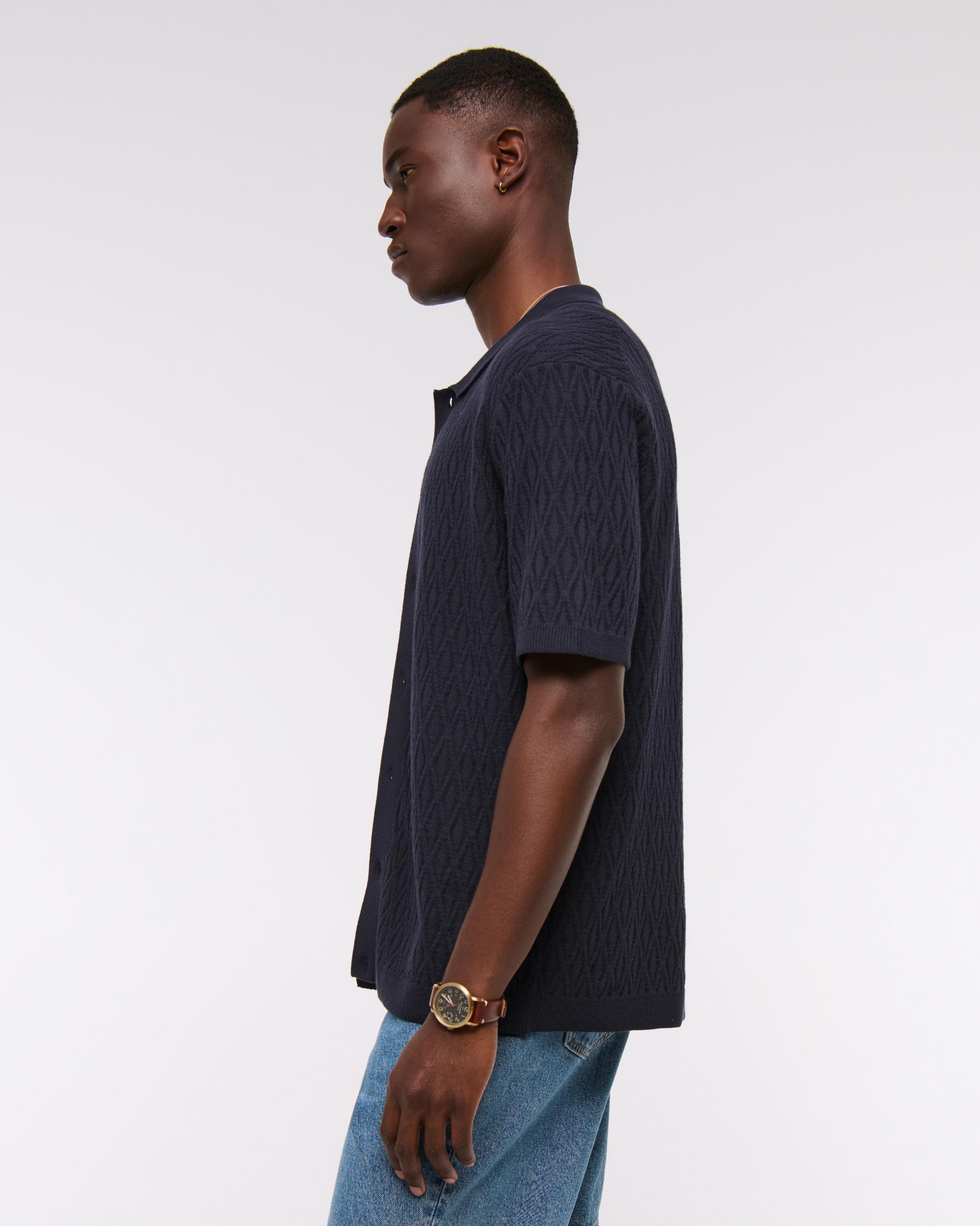 Jacquard Pattern Button-Through Sweater Polo Product Image