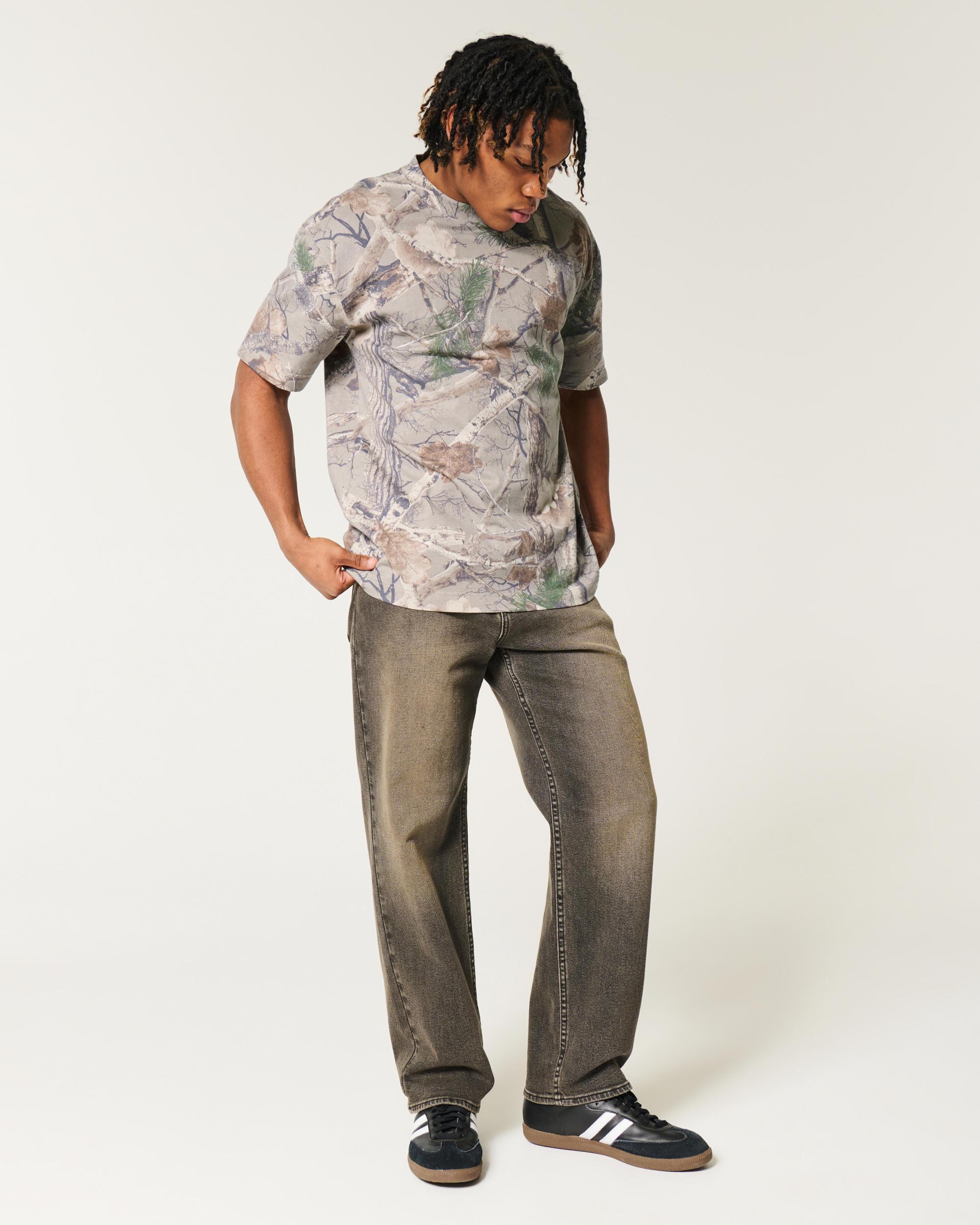 Boxy Heavyweight Camo Crew T-Shirt Product Image