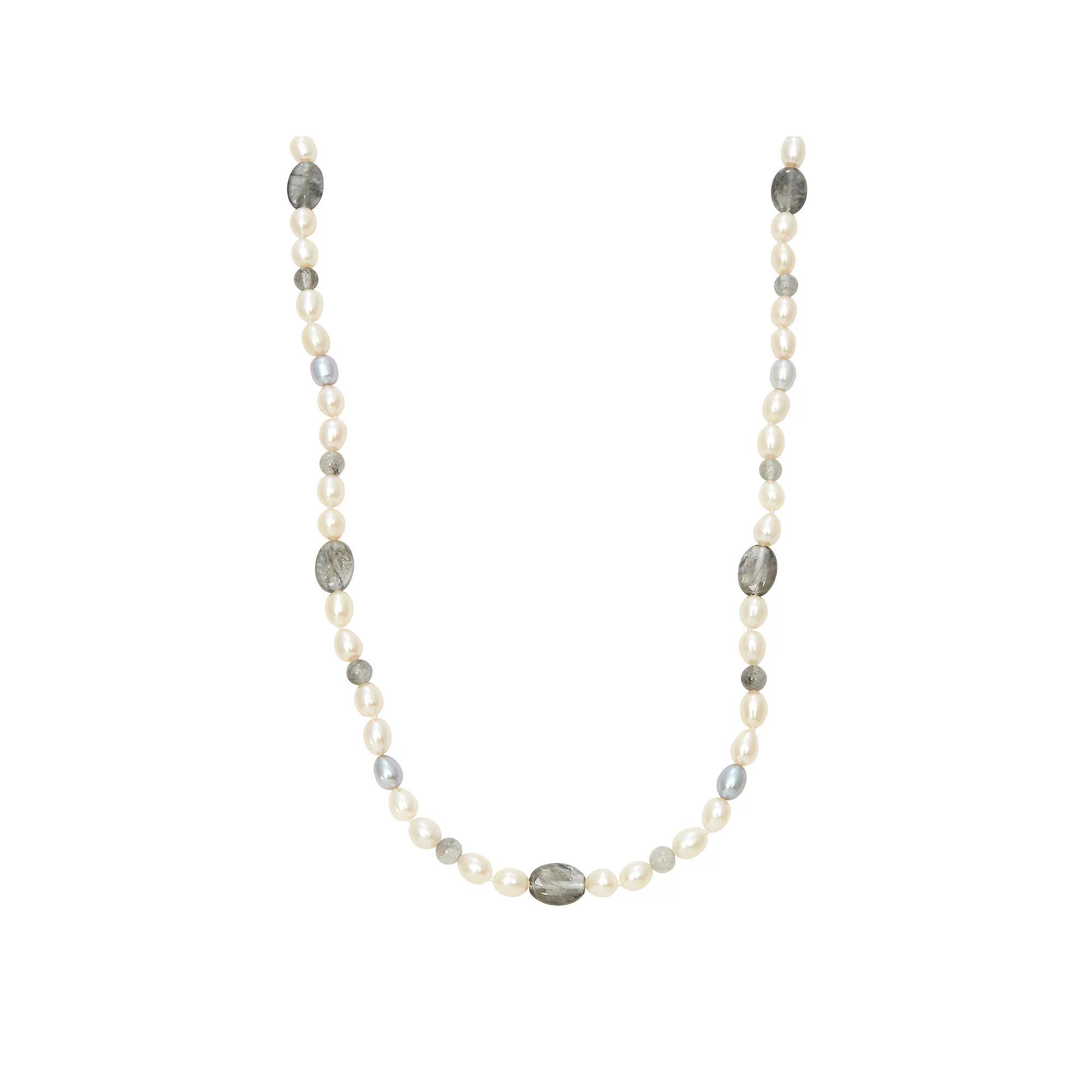 Dyed Freshwater Cultured Pearl & Quartz Sterling Silver Necklace, Women's, Size: 36", Multicolor Product Image
