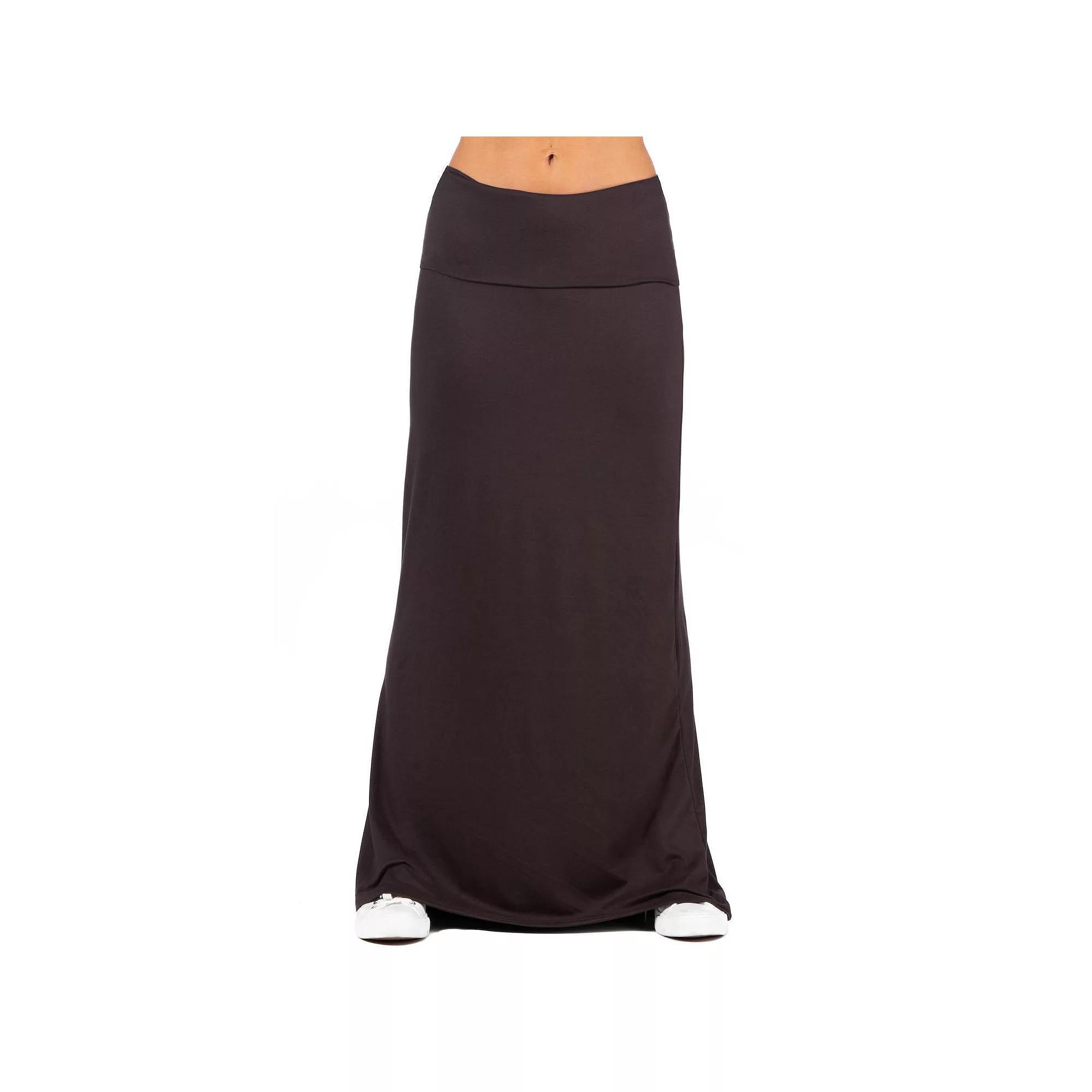 Women's 24Seven Comfort Apparel Foldover Maxi Skirt, Size: Small, Brown Product Image