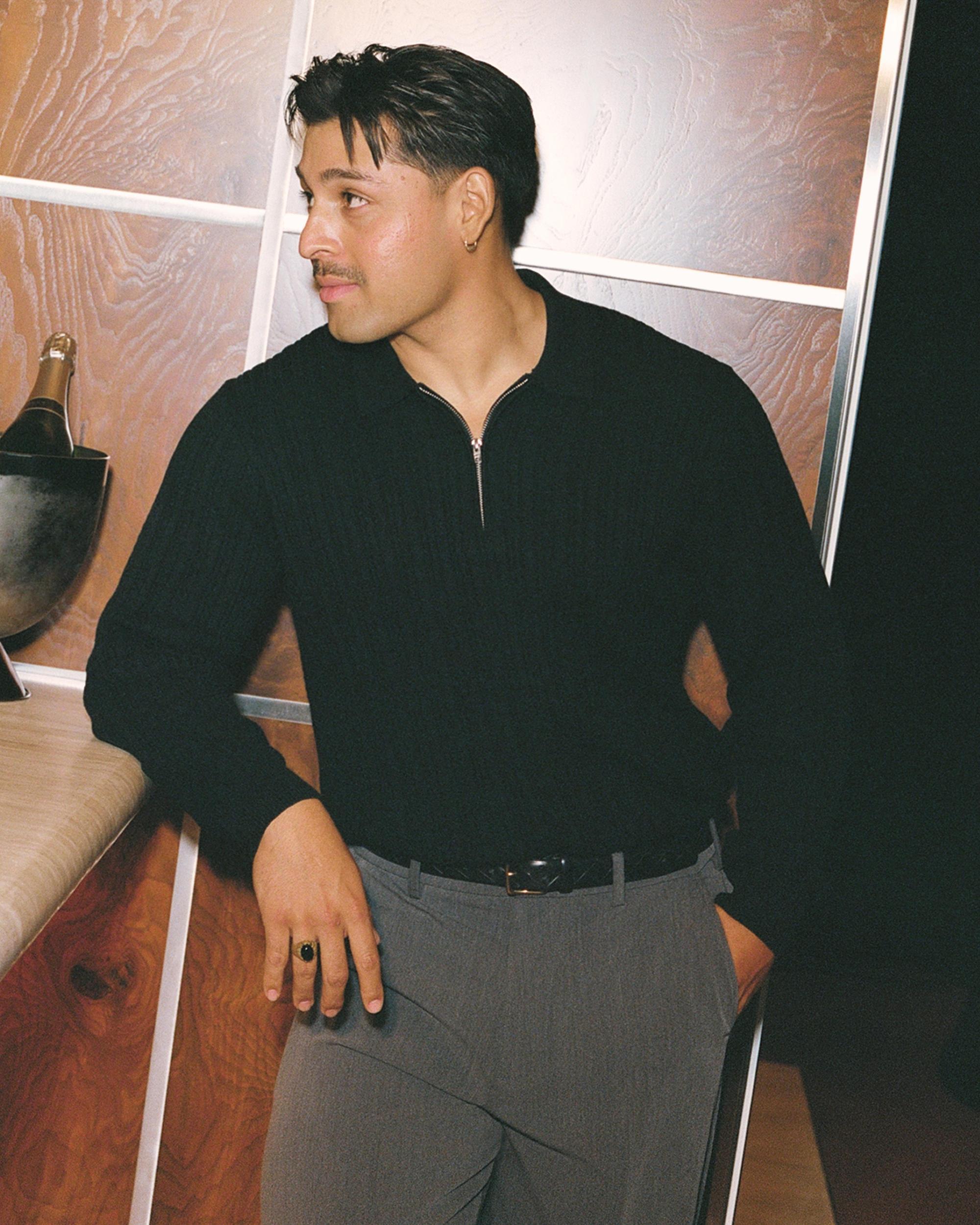 Long-Sleeve Zip Sweater Polo Product Image