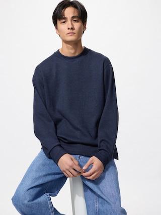 Mens Soft Knitted Fleece T-Shirt Blue XS UNIQLO US Product Image